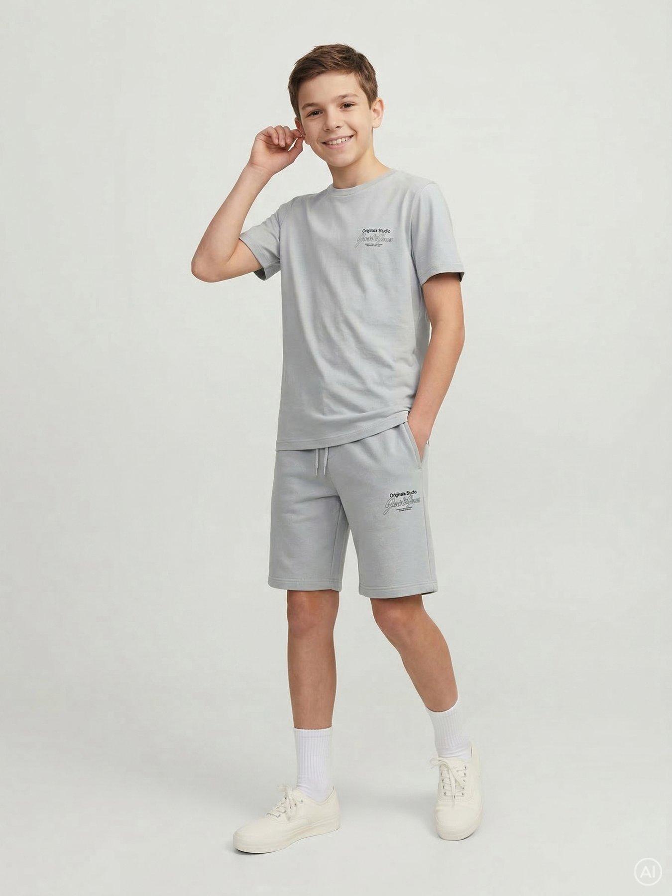 Jack & Jones Junior Boys Niko T-shirt Shorts Set - Iceberg Green