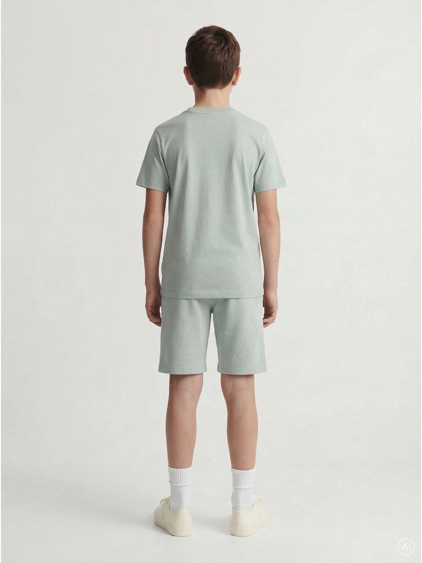 Image 2 of 6 of Jack & Jones Junior Boys Niko T-shirt Shorts Set - Glacier Grey