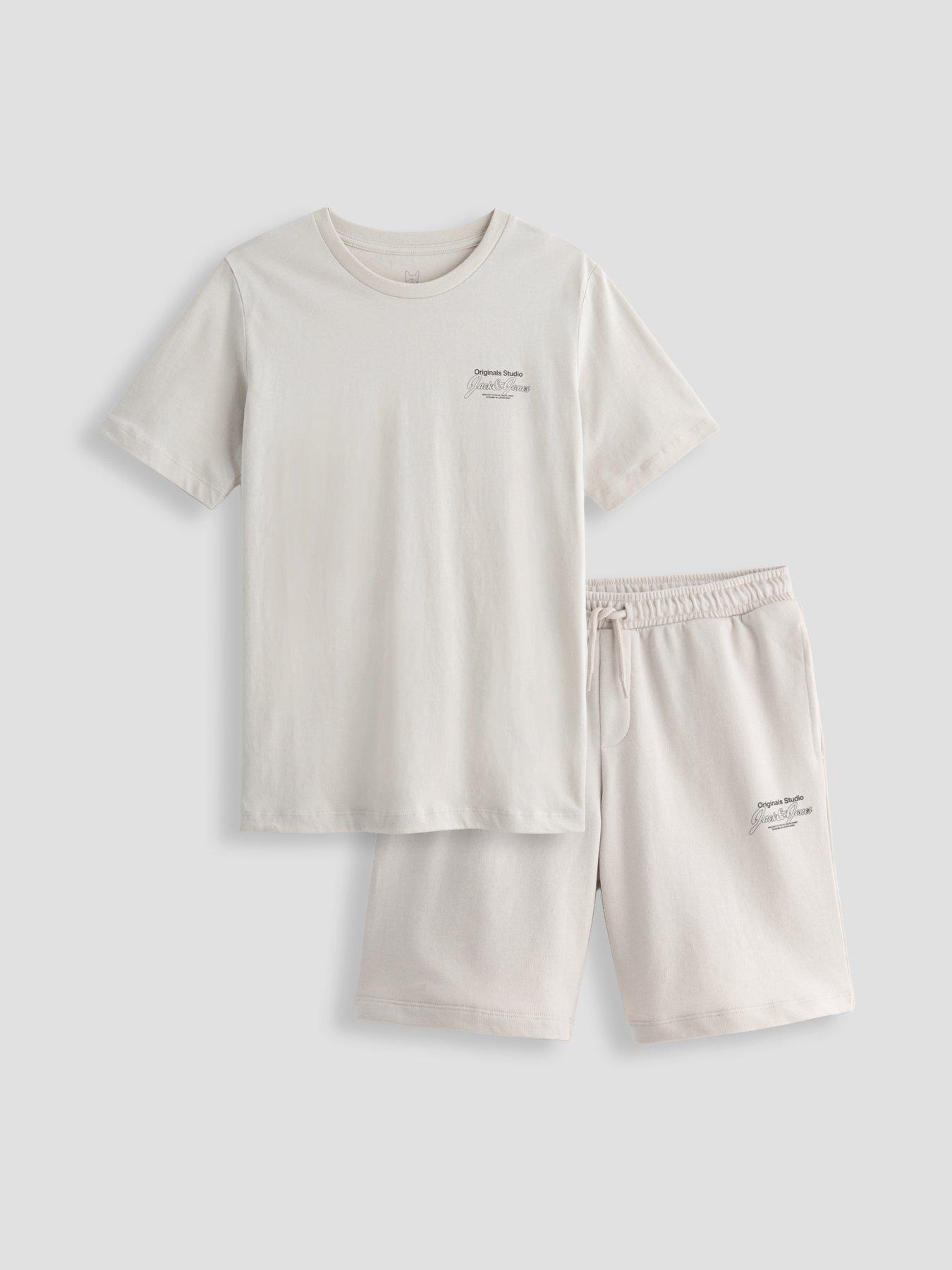 Image 4 of 6 of Jack & Jones Junior Boys Niko T-shirt Shorts Set - Glacier Grey