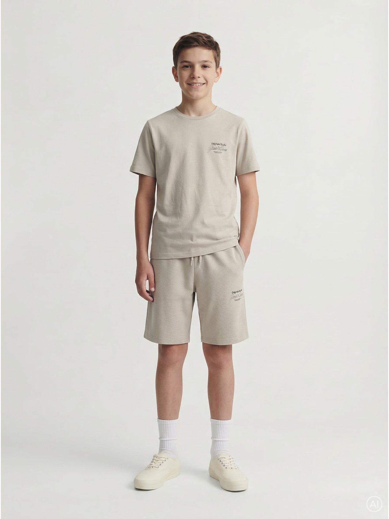 Jack & Jones Junior Boys Niko T-shirt Shorts Set - Moonbeam