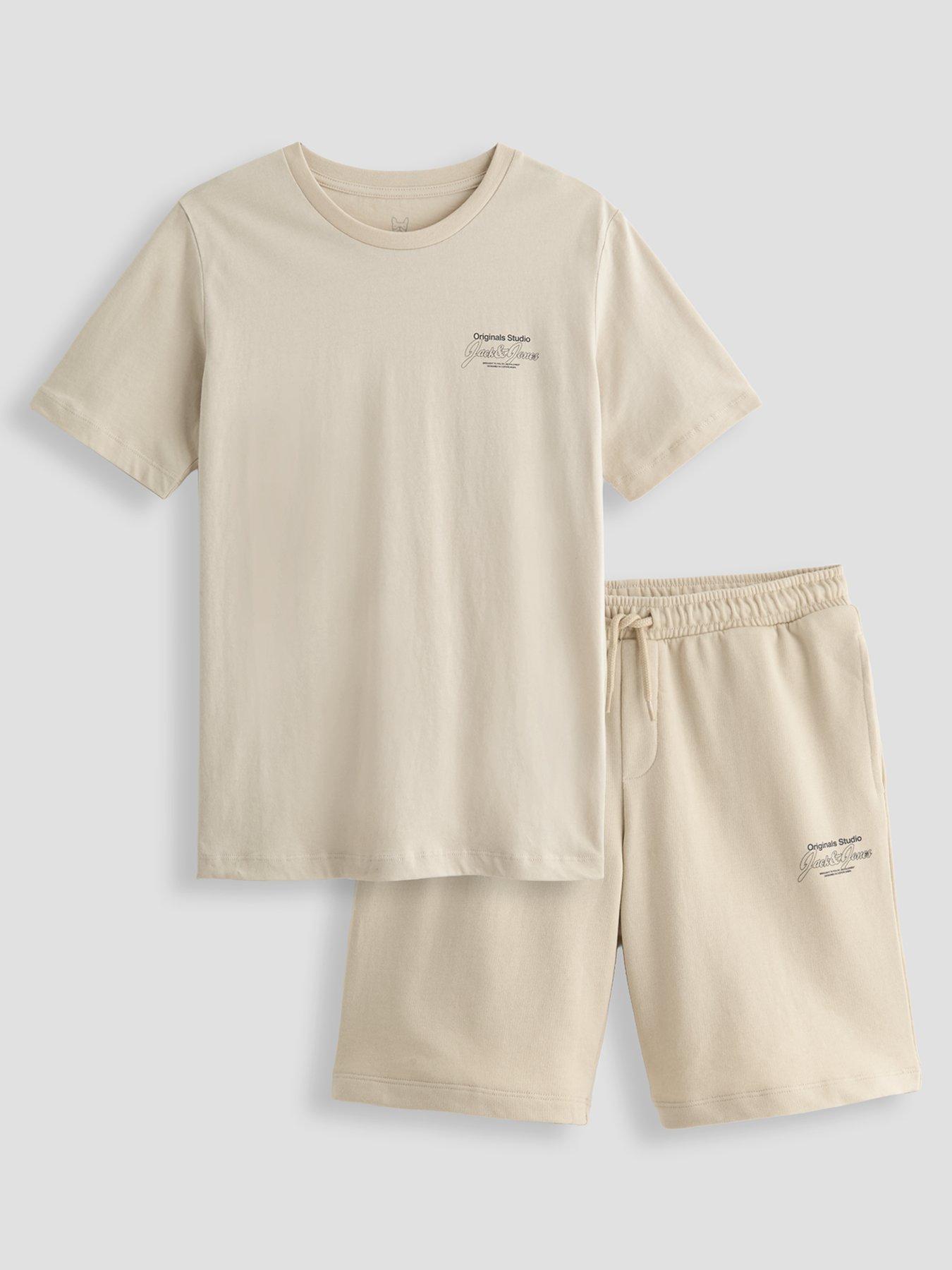 Jack & Jones Junior Boys Niko T-shirt Shorts Set - Moonbeam