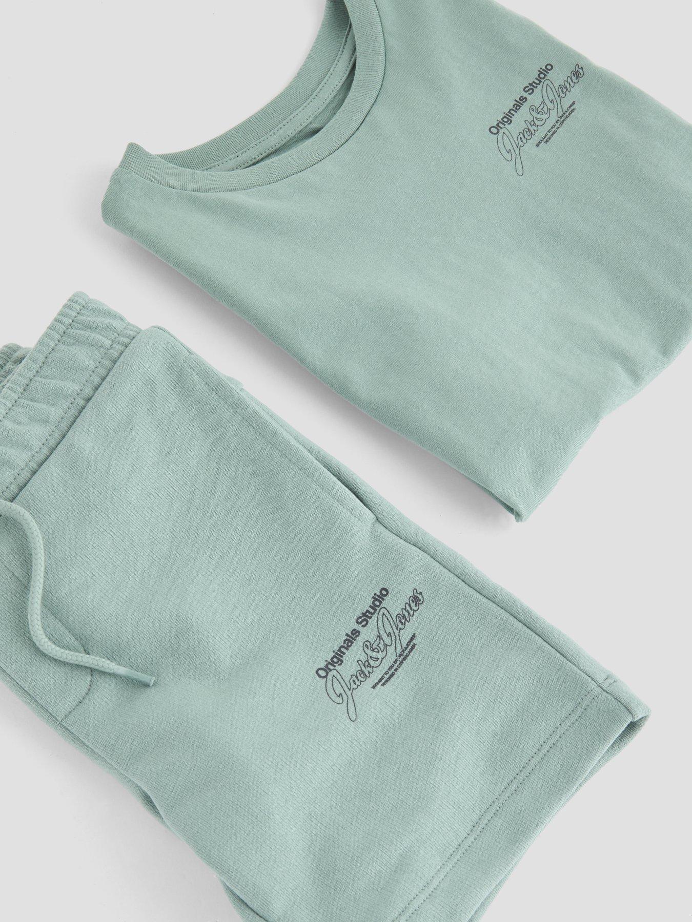 Image 4 of 4 of Jack & Jones Mini Younger Boys Niko T-shirt And Shorts Set - Iceberg Green