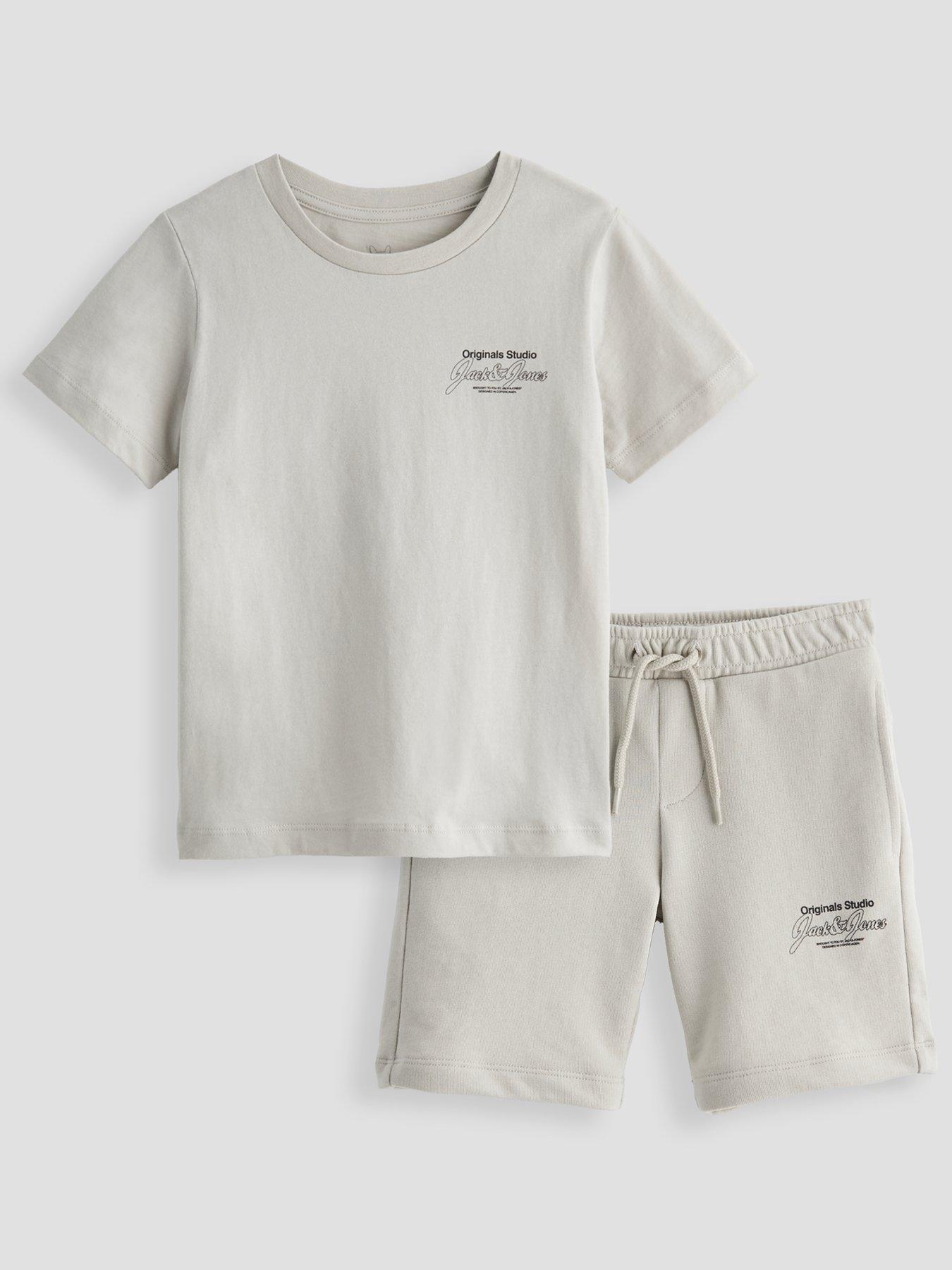 Jack & Jones Mini Younger Boys Niko T-shirt Shorts Set - Glacier Gray