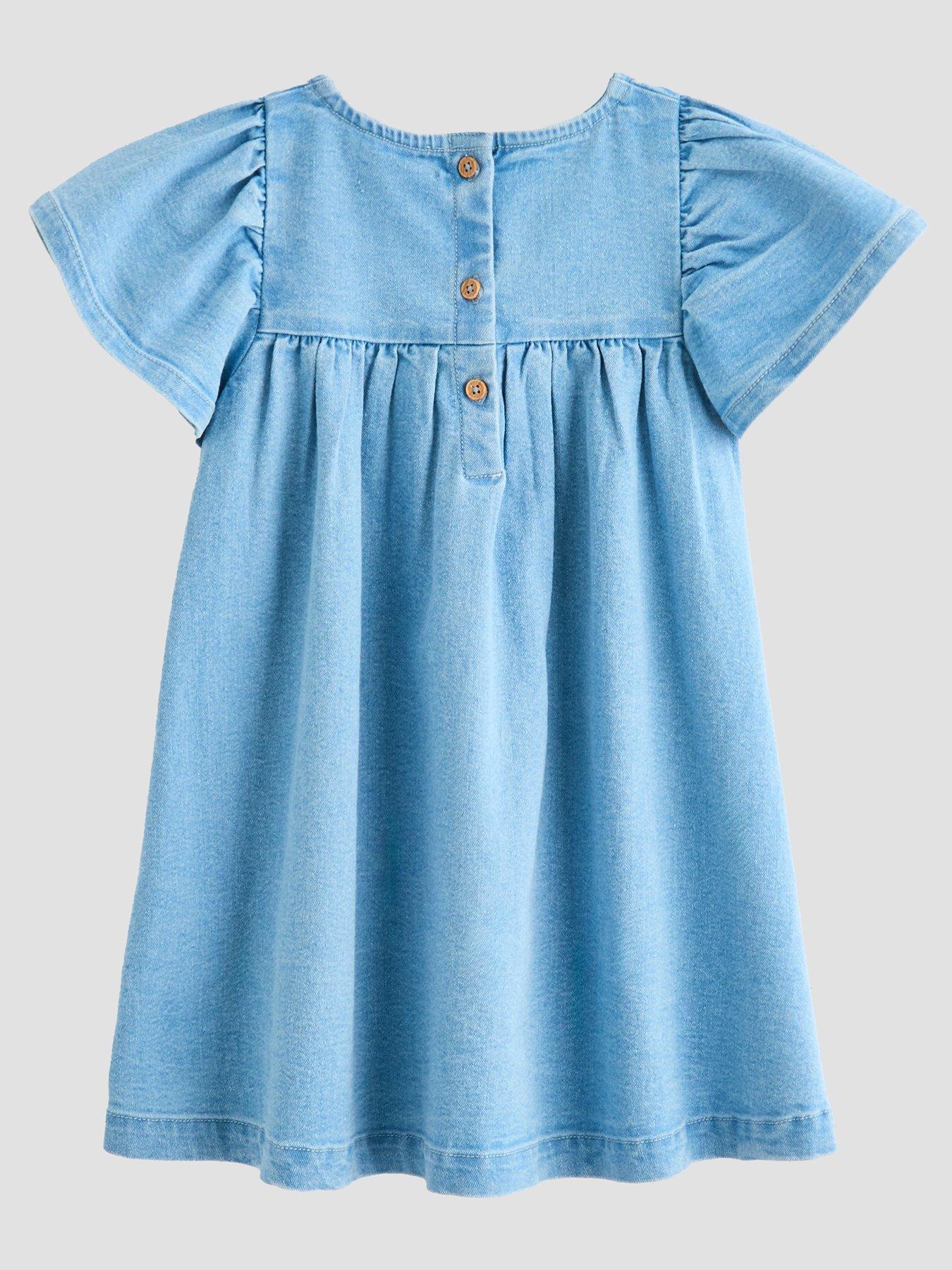 Image 2 of 4 of The Very Collection Girls Bow Denim Dress - Light Wash