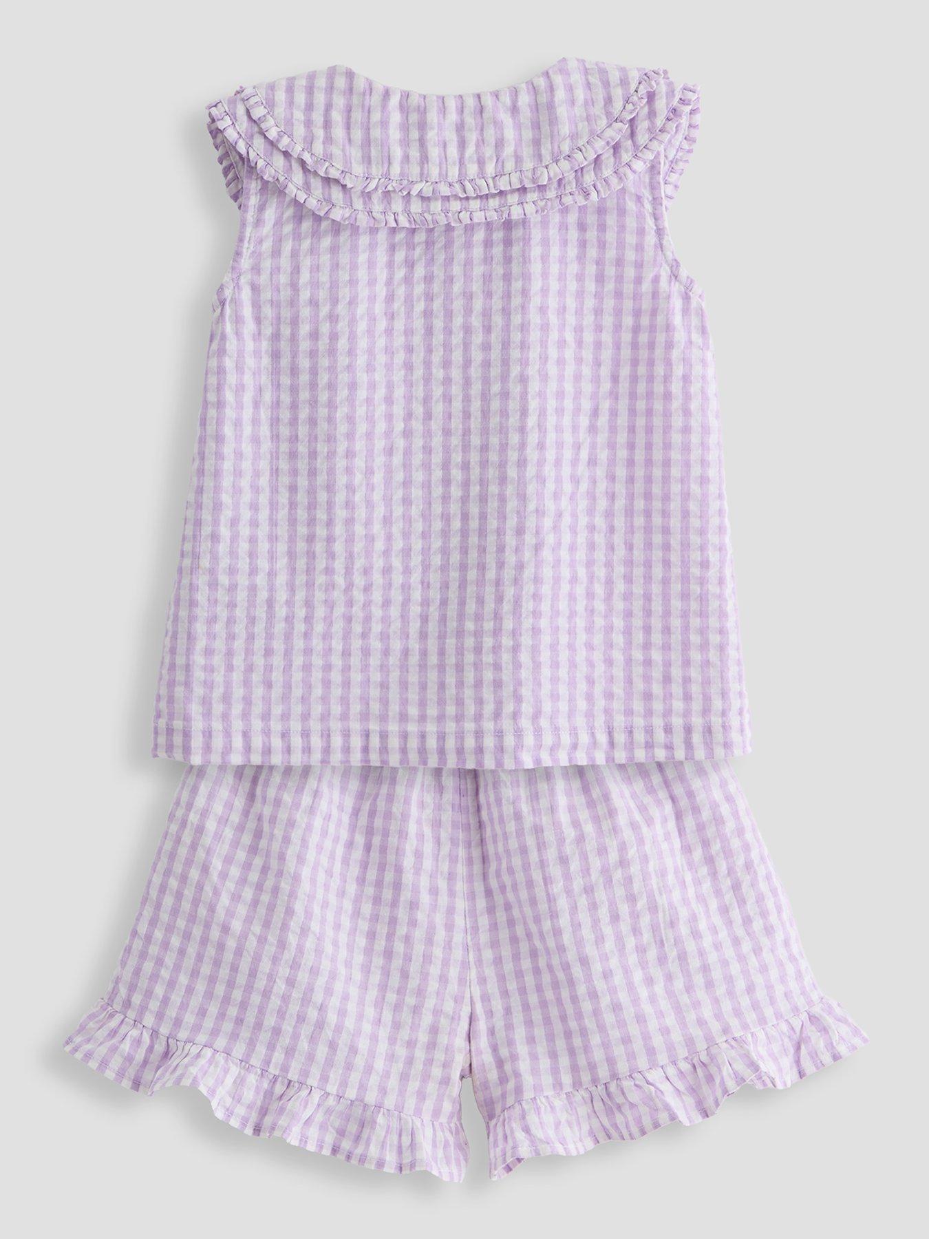 Image 2 of 5 of The Very Collection Girls Woven Gingham Top &amp; Shorts Set - Lilac
