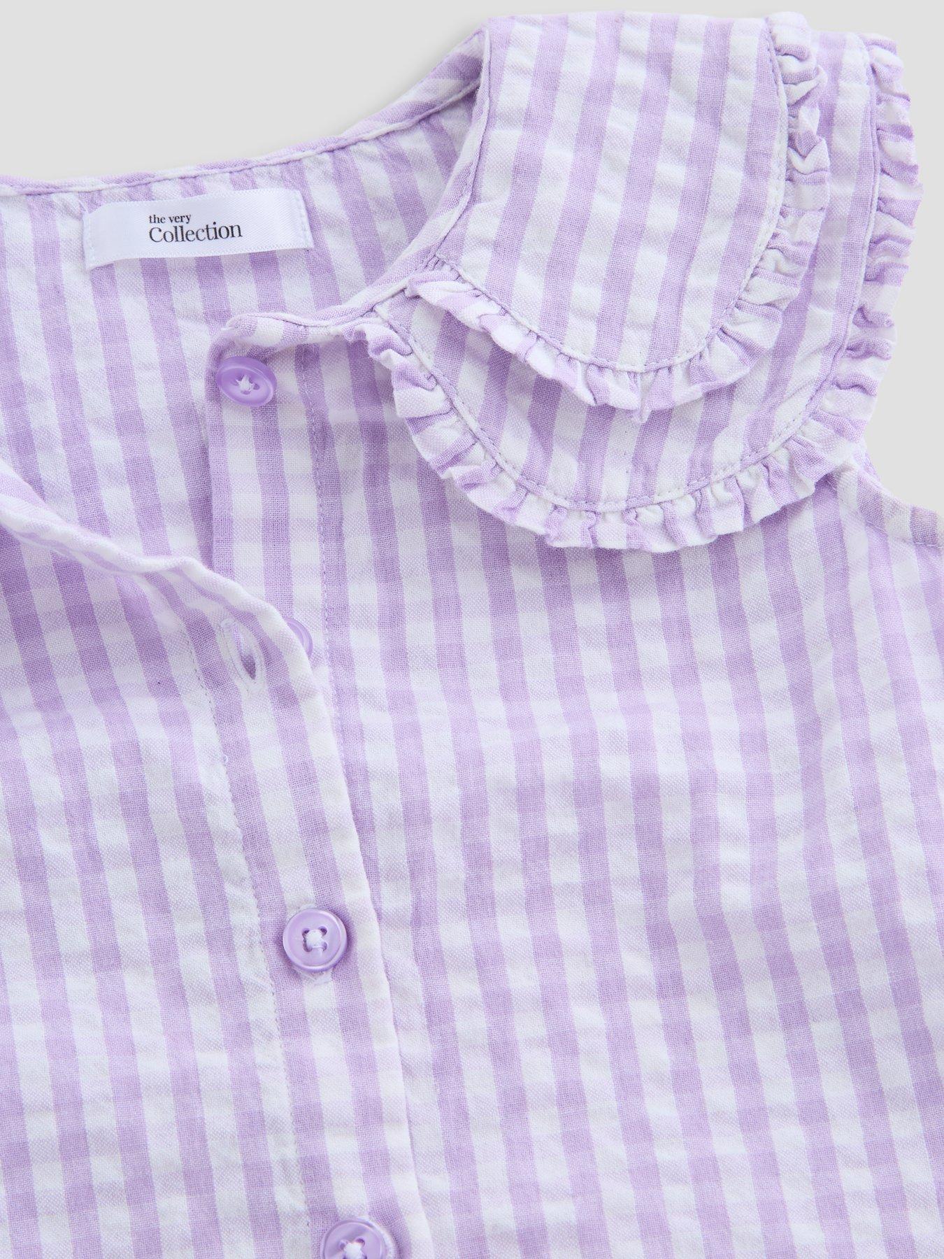 Image 4 of 5 of The Very Collection Girls Woven Gingham Top &amp; Shorts Set - Lilac