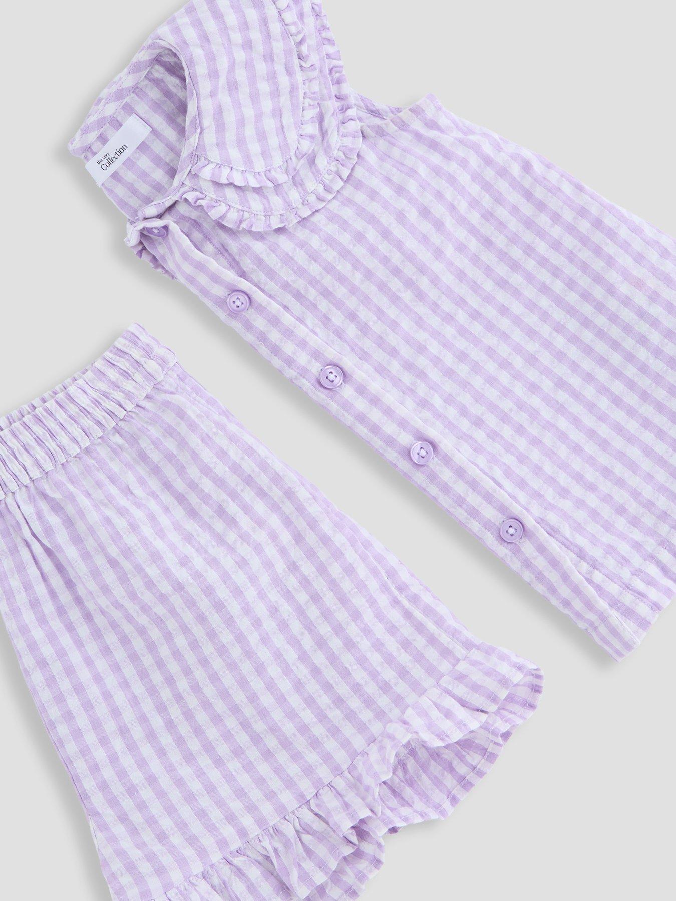 Image 5 of 5 of The Very Collection Girls Woven Gingham Top &amp; Shorts Set - Lilac