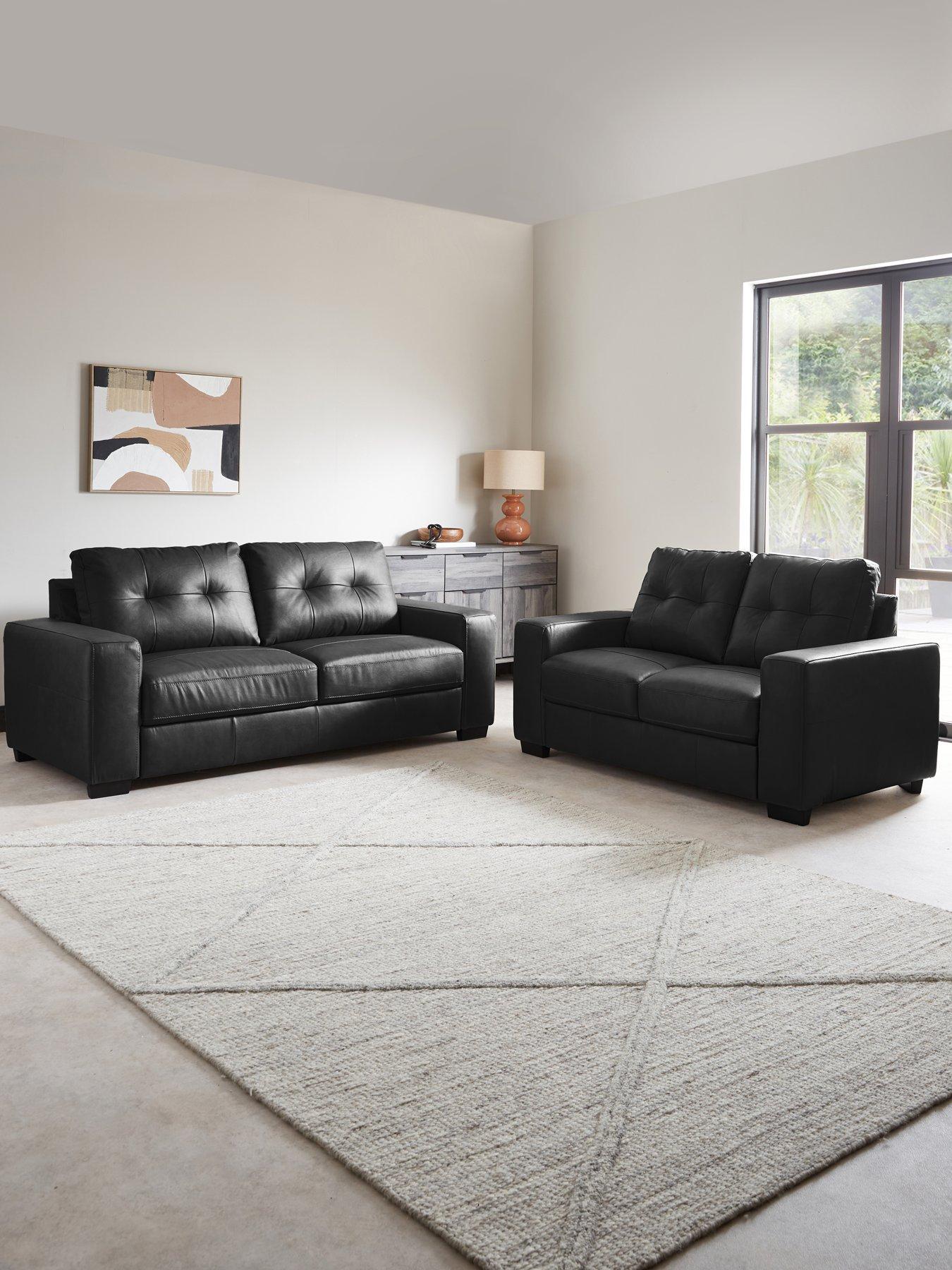 The Very Collection Miller 3 Searer + 2 Seater Leather Sofa Set (Buy  &  SAVE!)