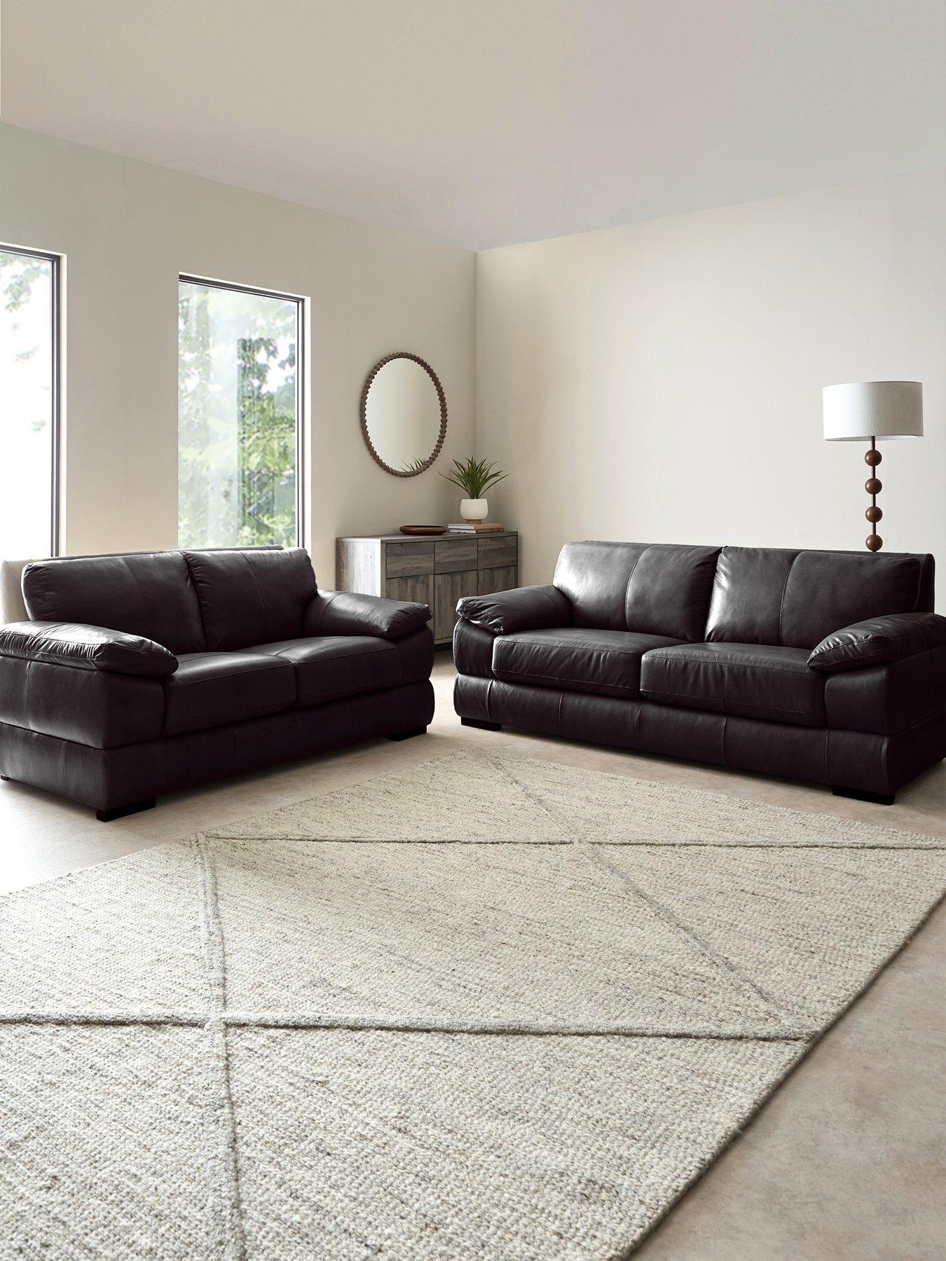 The Very Collection: Marlow 3 Seater + 2 Seater Leather Sofa Set (Buy  &  SAVE!) - FSC&reg; Certified