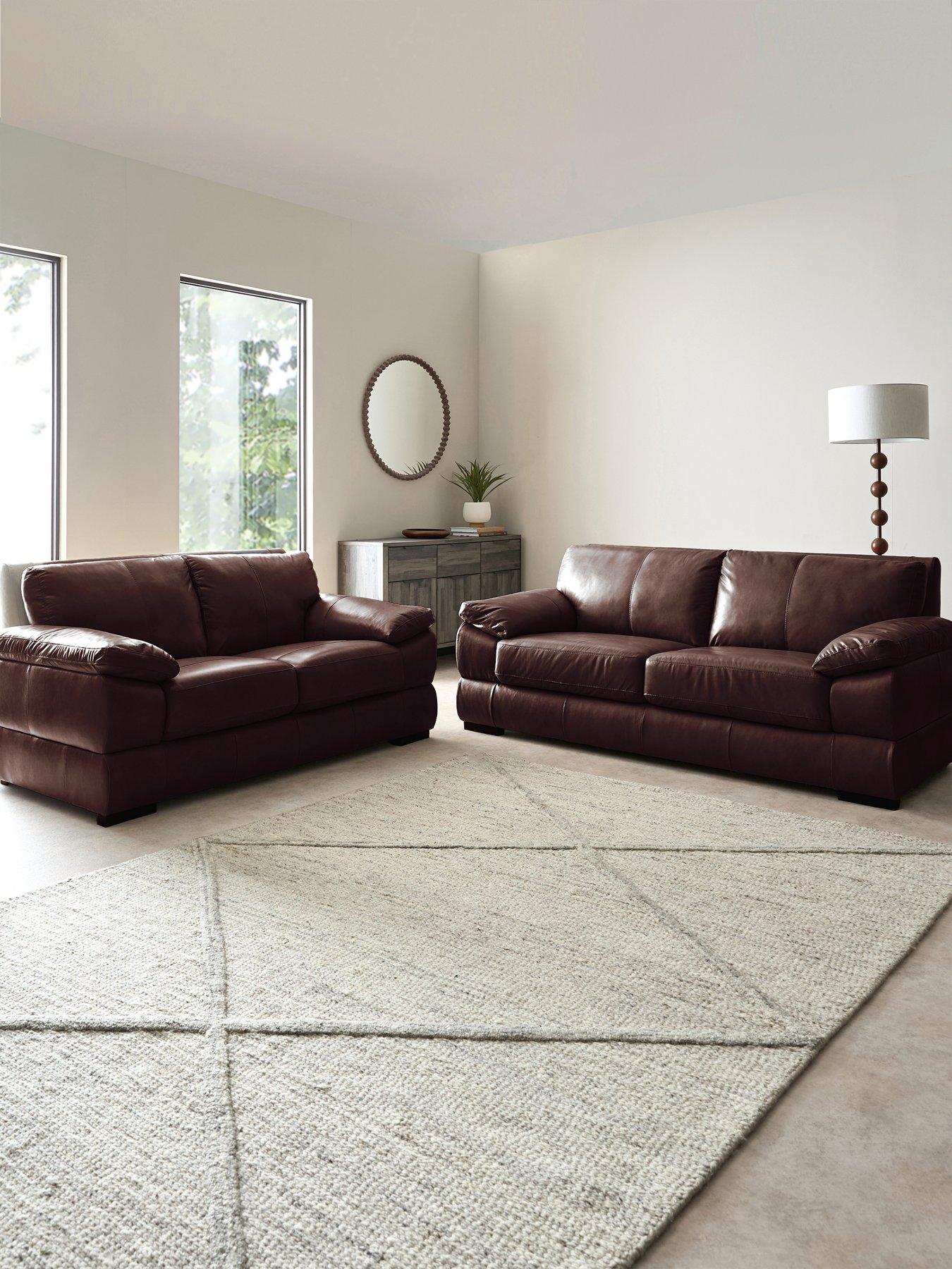 The Very Collection Marlow 3 + 2 Seater Leather Sofa Set