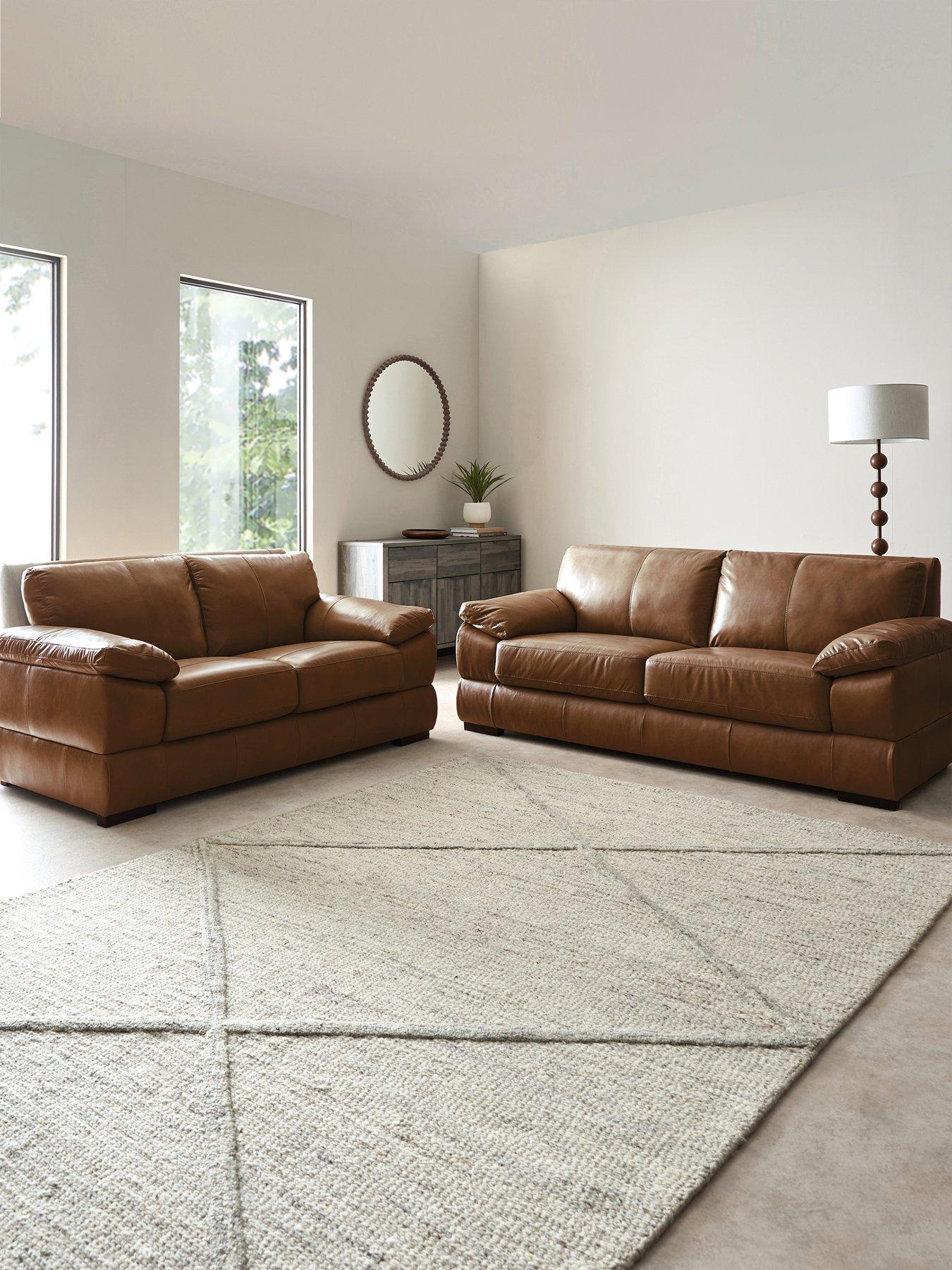 The Very Collection Marlow 3 + 2 Seater Leather Sofa Set