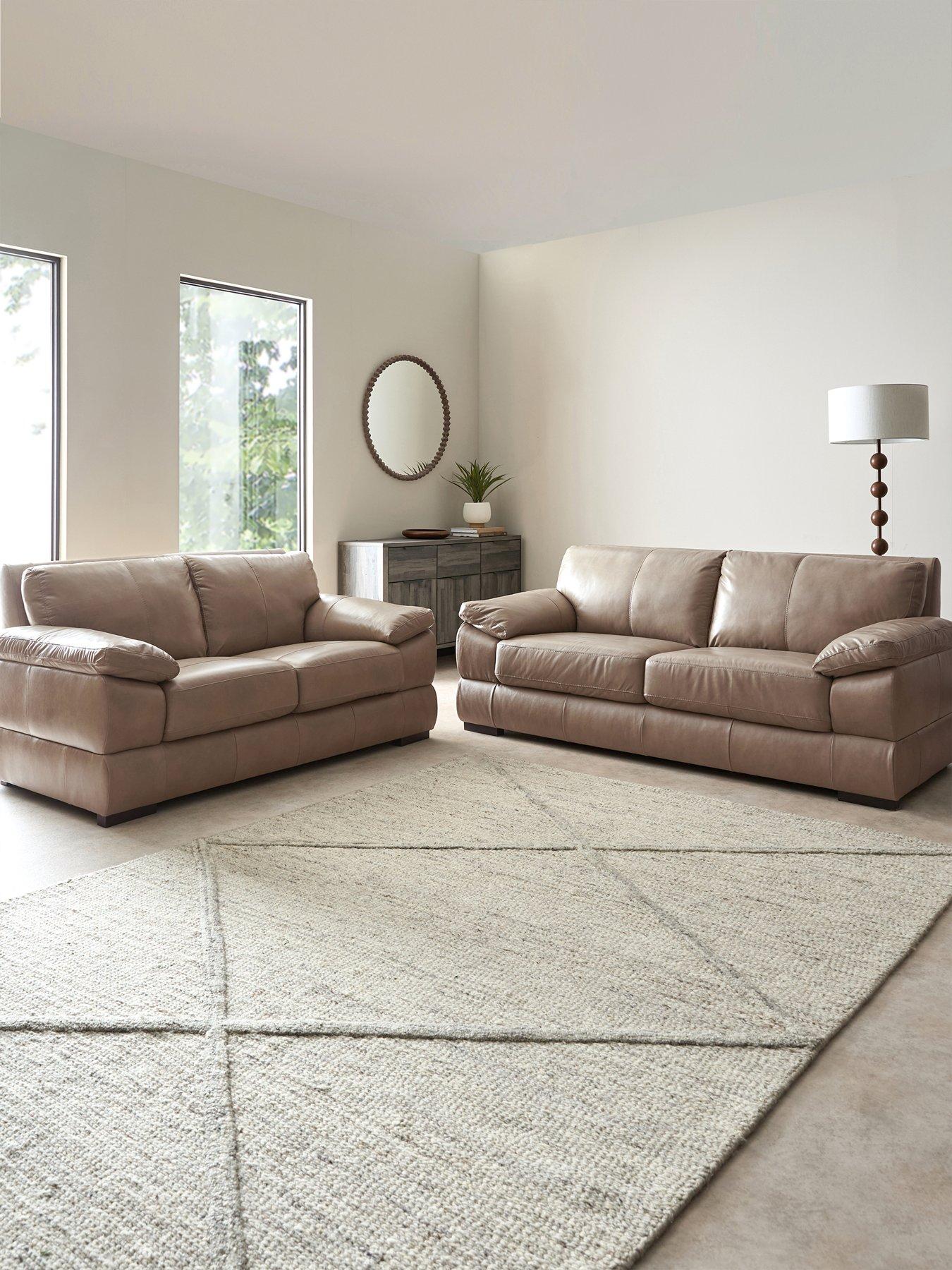 The Very Collection Marlow 3 Seater + 2 Seater Leather Sofa Set (Buy  &  SAVE!)