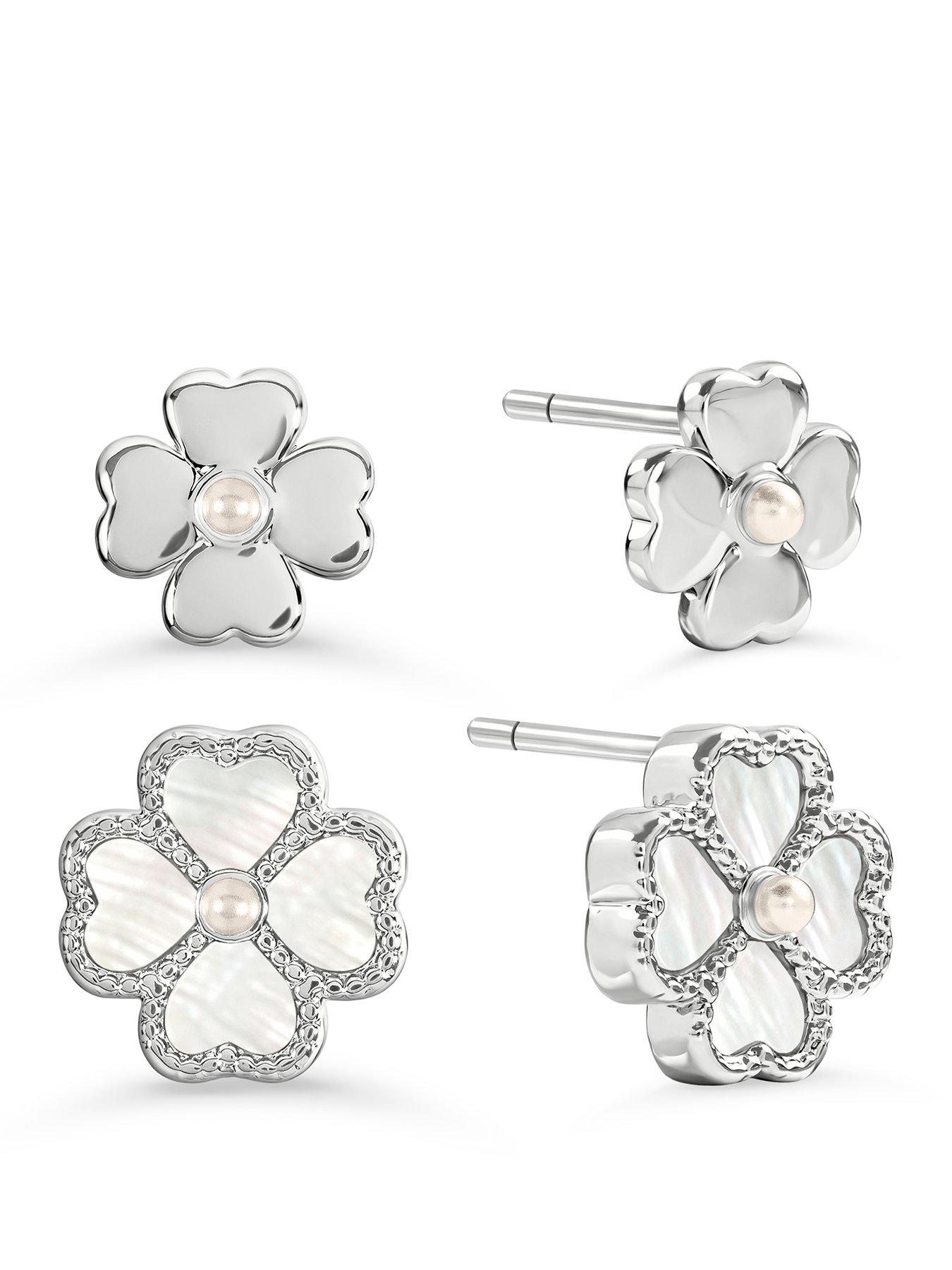 Radley Silver MOP Heart Flower Twinpack Earrings