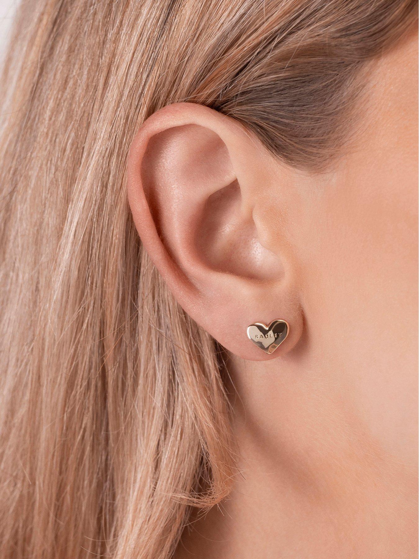 Image 3 of 4 of Radley 18ct Gold Plated Hammered Heart Earrings