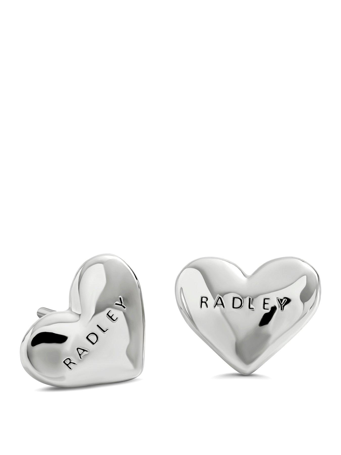 Radley Radley Silver Plated Hammered Heart Earrings
