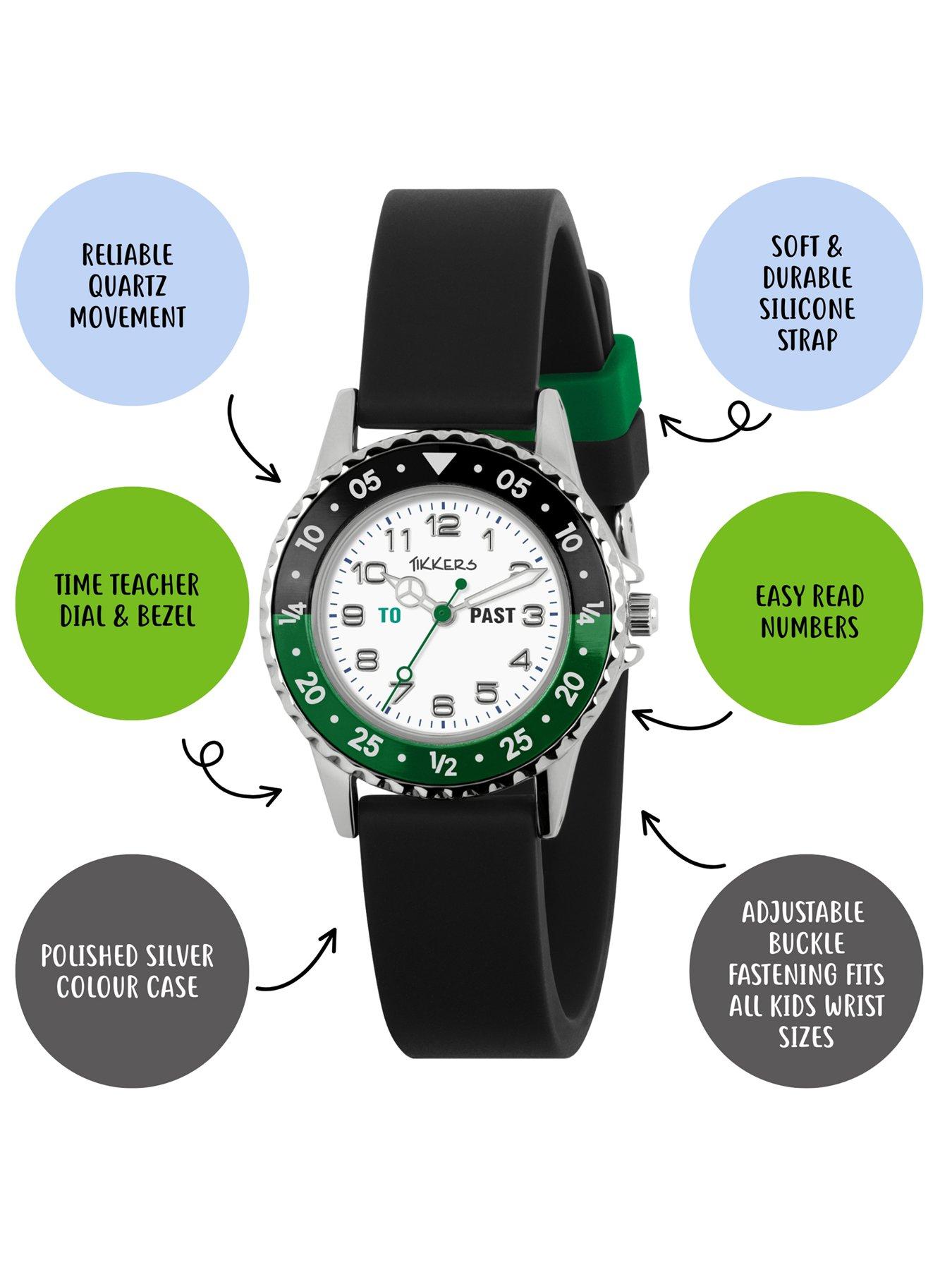 Image 2 of 7 of Tikkers Black strap time teacher watch