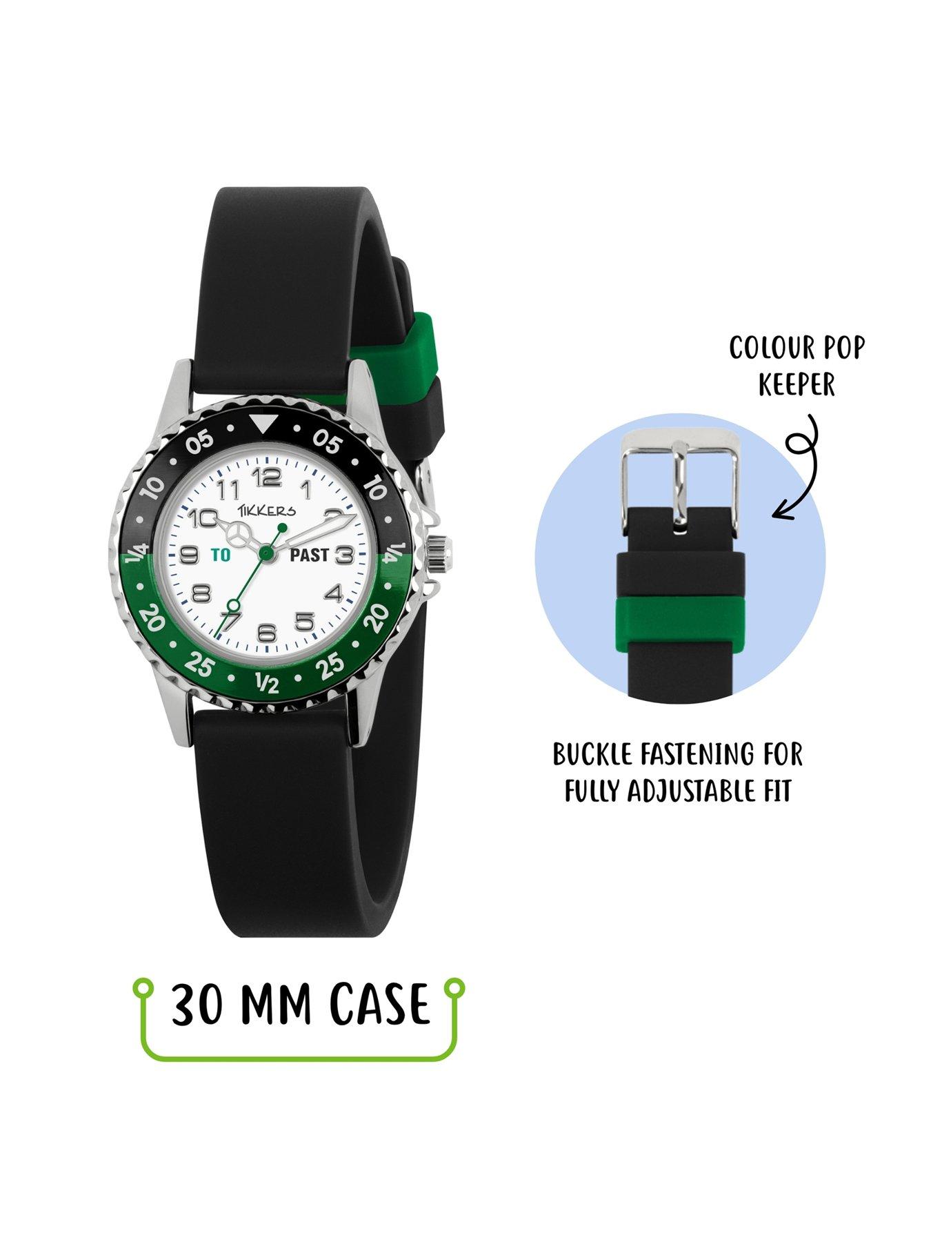 Image 4 of 7 of Tikkers Black strap time teacher watch