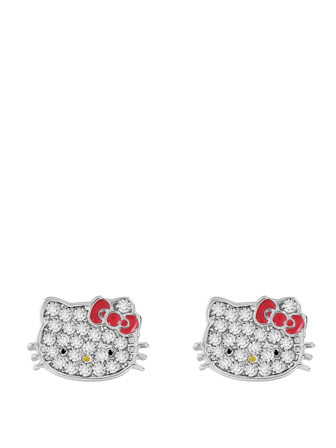 Hello Kitty &  FRIENDS Stone Set Silver Plated Earrings 2pc Card Box