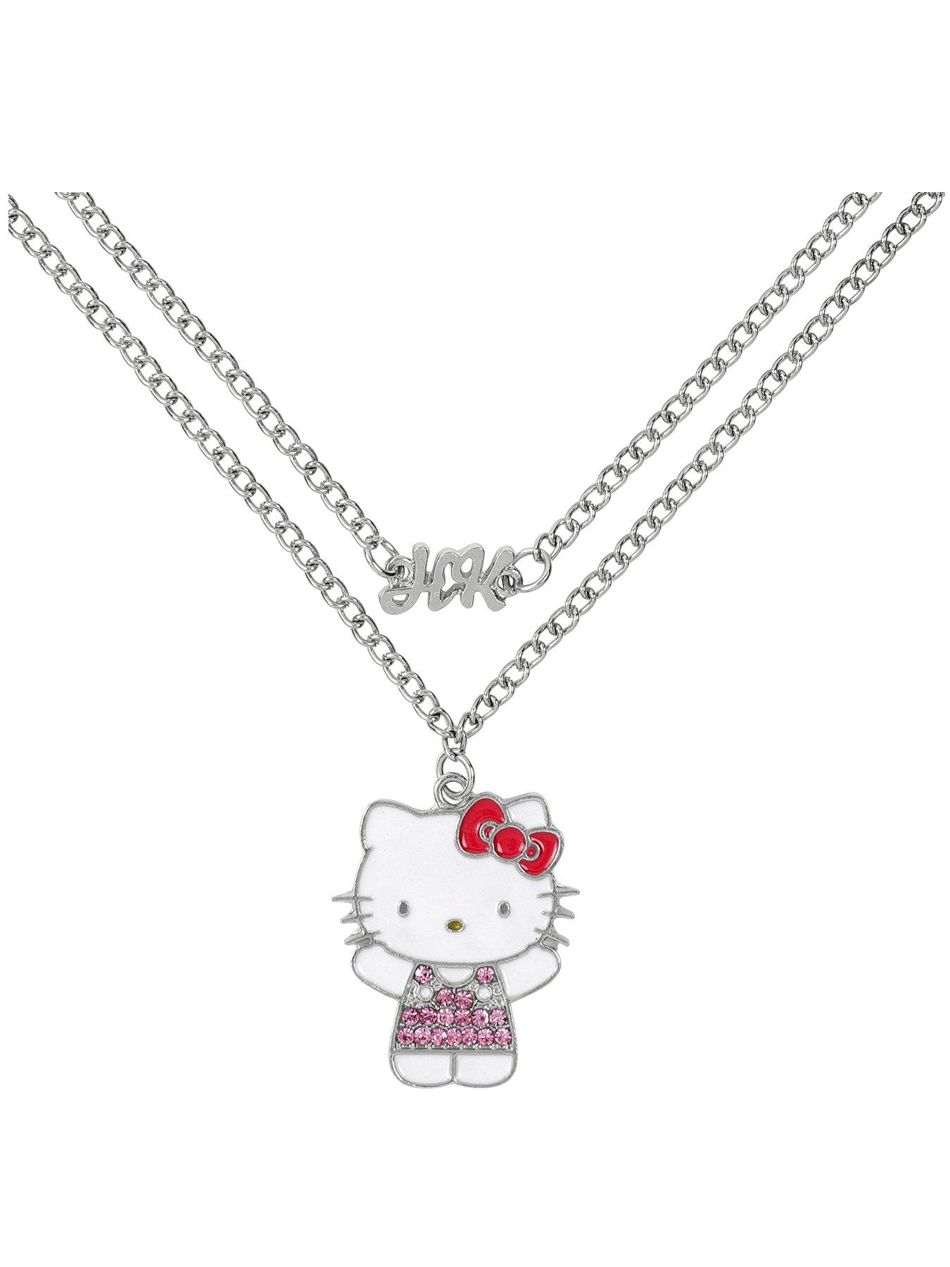 Disney HELLO KITTY FRIENDS Silver Plated Necklace 2pc Card Box