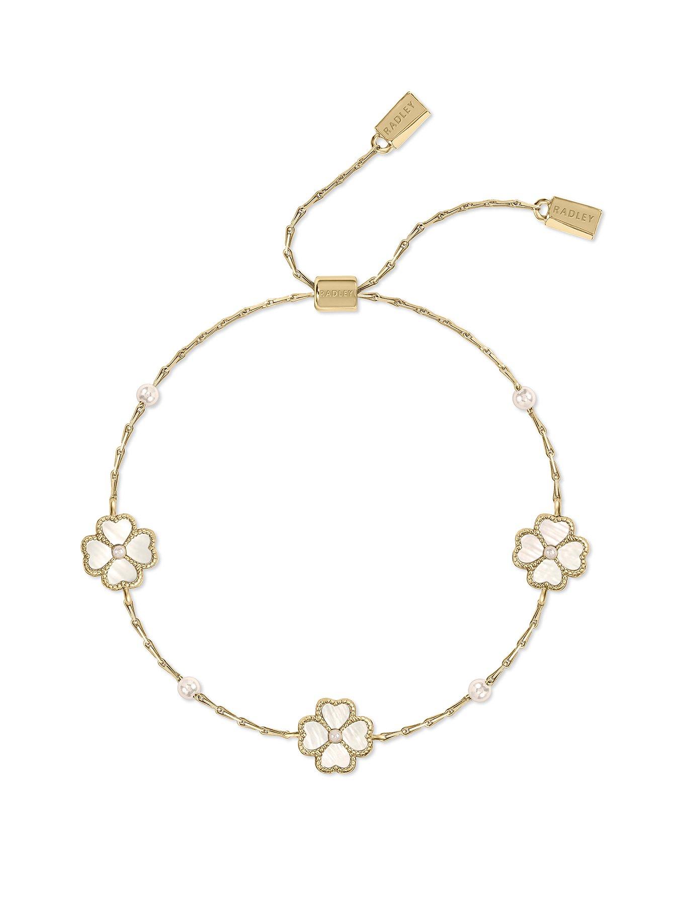 Image 1 of 4 of Radley 18ct GP MOP Heart Flower Friendship Bracelet