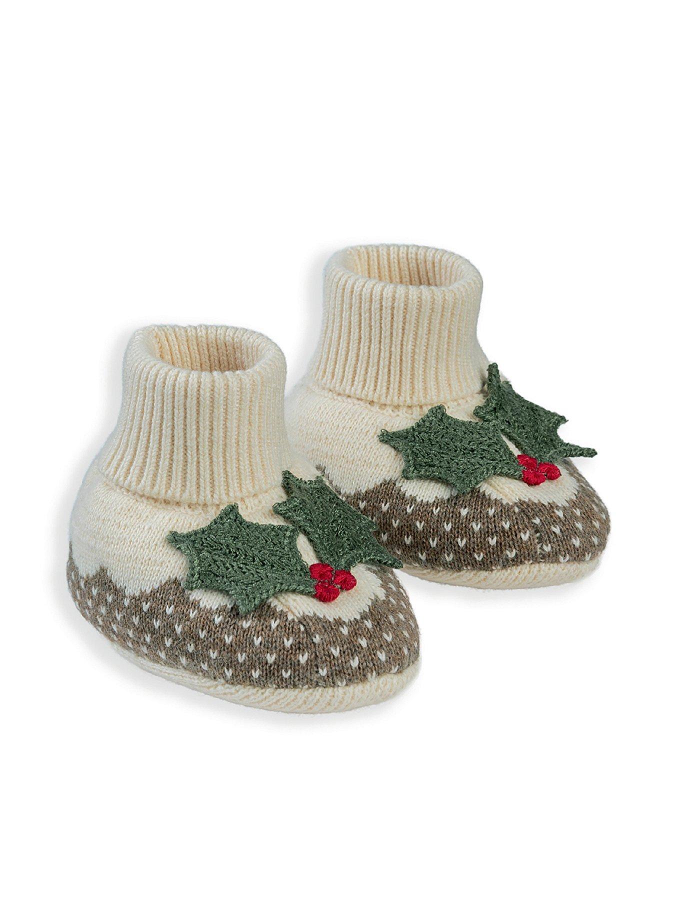 Mamas & Papas Baby Unisex Christmas Pudding Booties - Beige
