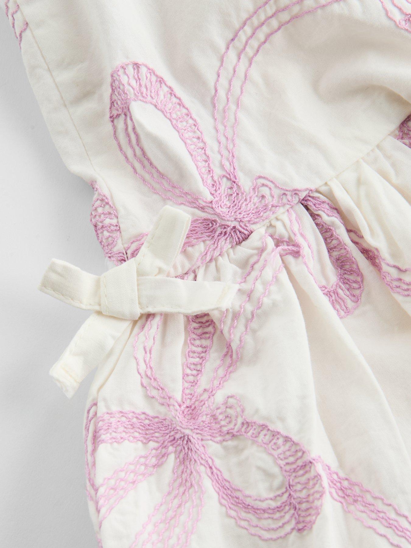 Image 4 of 4 of The Very Collection Girls Bow Tiered Woven Dress - White / Purple