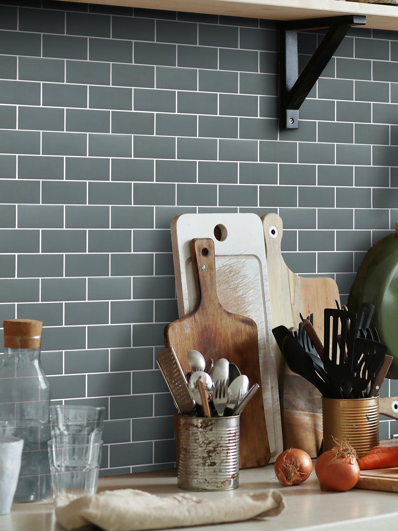Walplus Elegant Grey Metro Subway Tile 3D Tile Sticker 30.5 x 15.4cm (12 x 6 in) - 20pcs in a pack