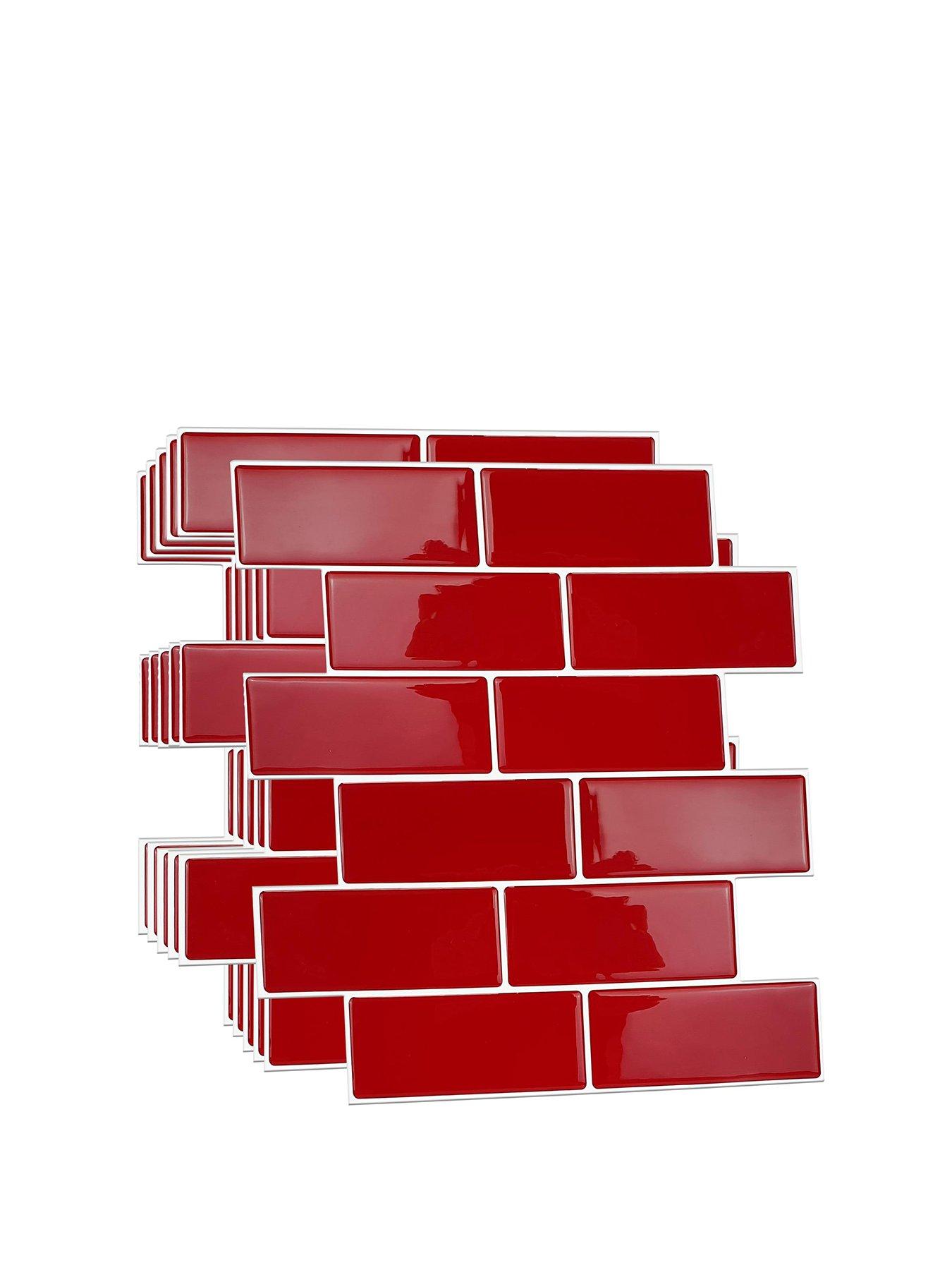 Image 2 of 7 of Walplus Cherry Red Retro Glossy 3D Sticker Tile 30.5 x 30.5cm - 6 pcs