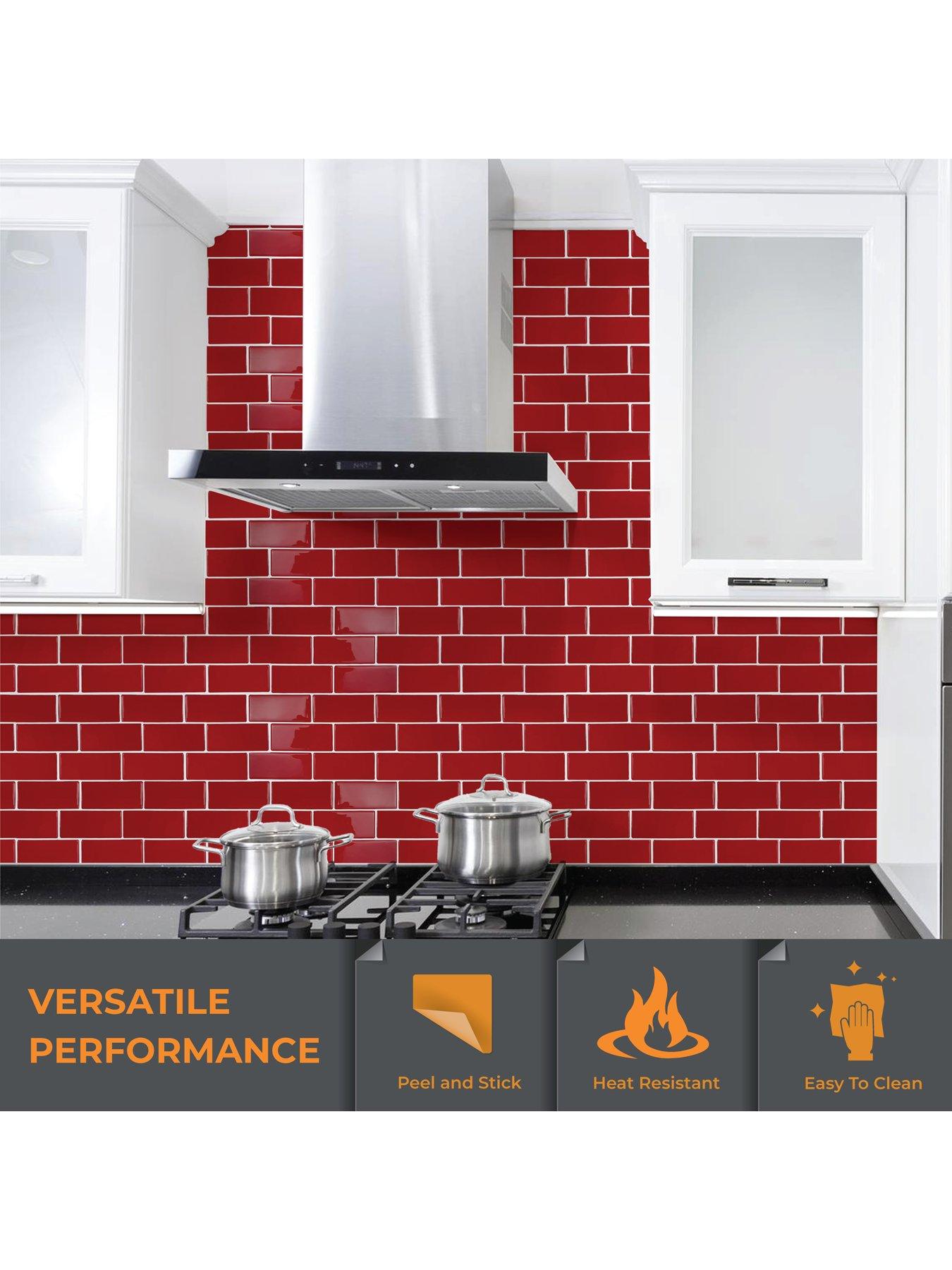Image 3 of 7 of Walplus Cherry Red Retro Glossy 3D Sticker Tile 30.5 x 30.5cm - 6 pcs