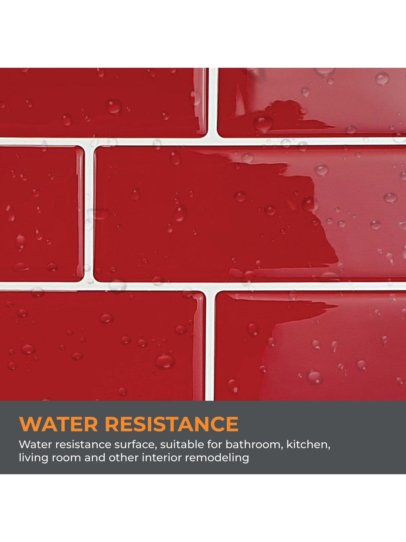 Image 5 of 7 of Walplus Cherry Red Retro Glossy 3D Sticker Tile 30.5 x 30.5cm - 6 pcs