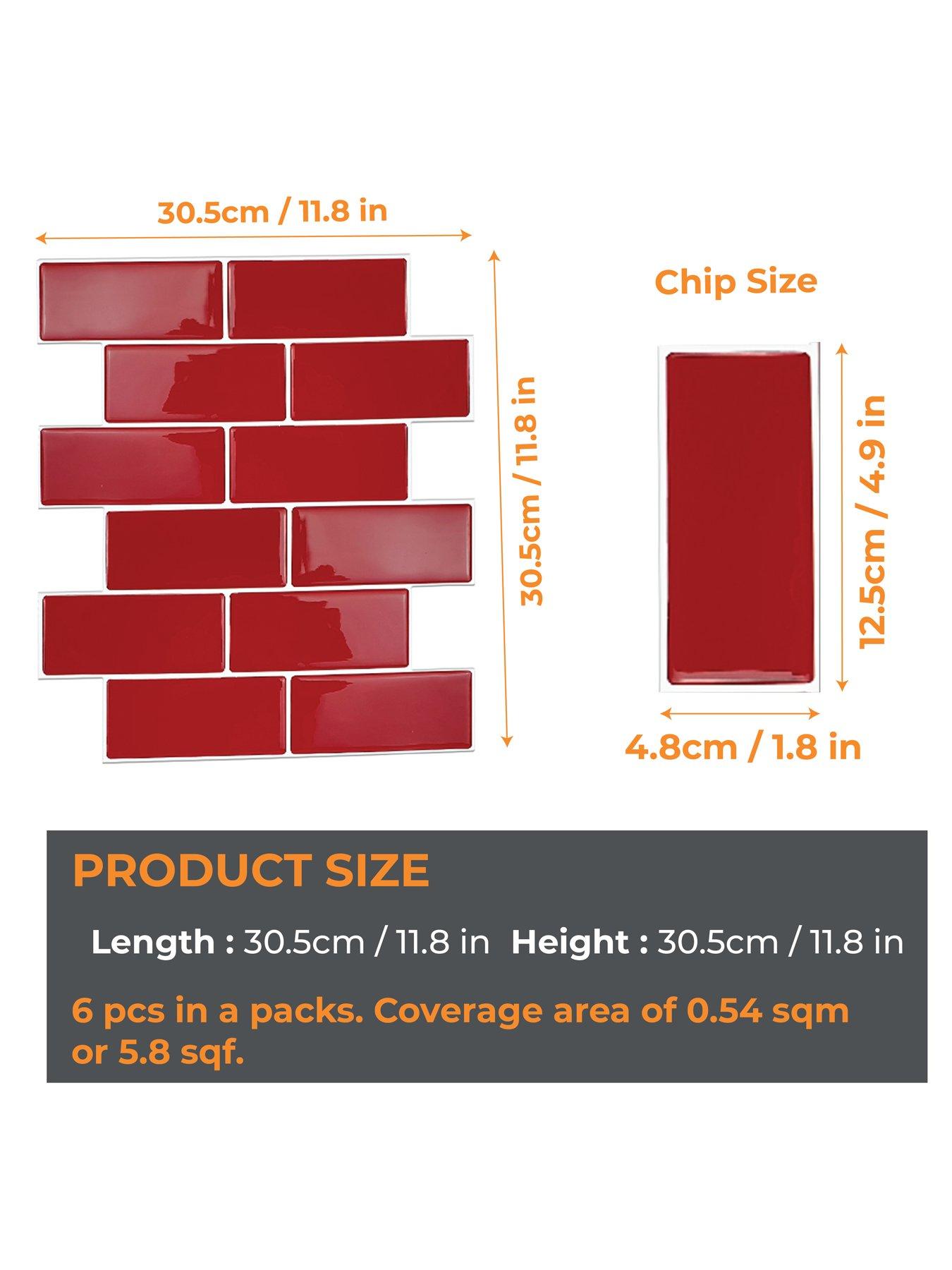 Image 6 of 7 of Walplus Cherry Red Retro Glossy 3D Sticker Tile 30.5 x 30.5cm - 6 pcs