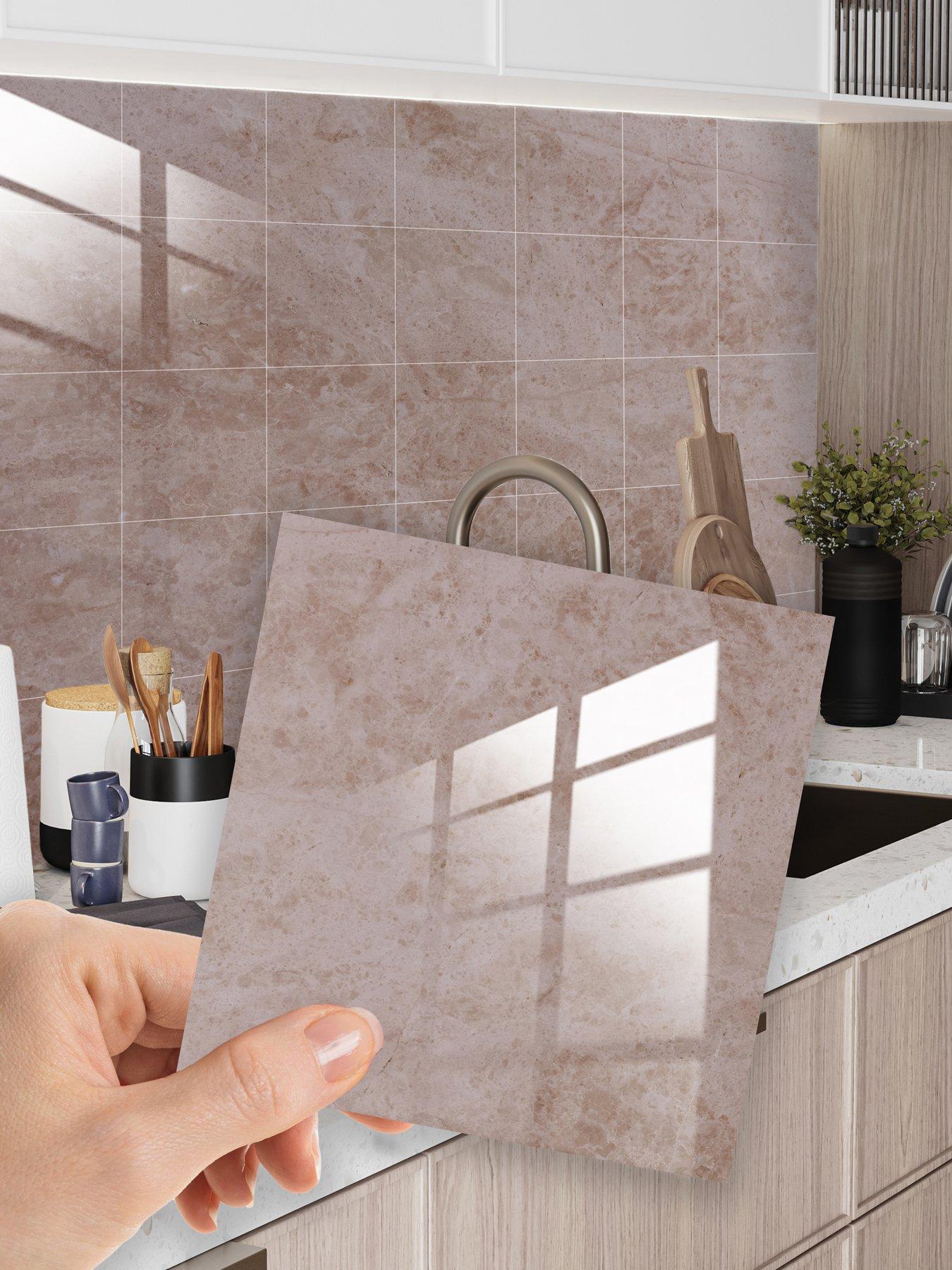 Walplus Topaz Brown Marble Stone Tile Sticker 6 x 6 inches / 15.24 x 15.24cm - 24pcs in a pack