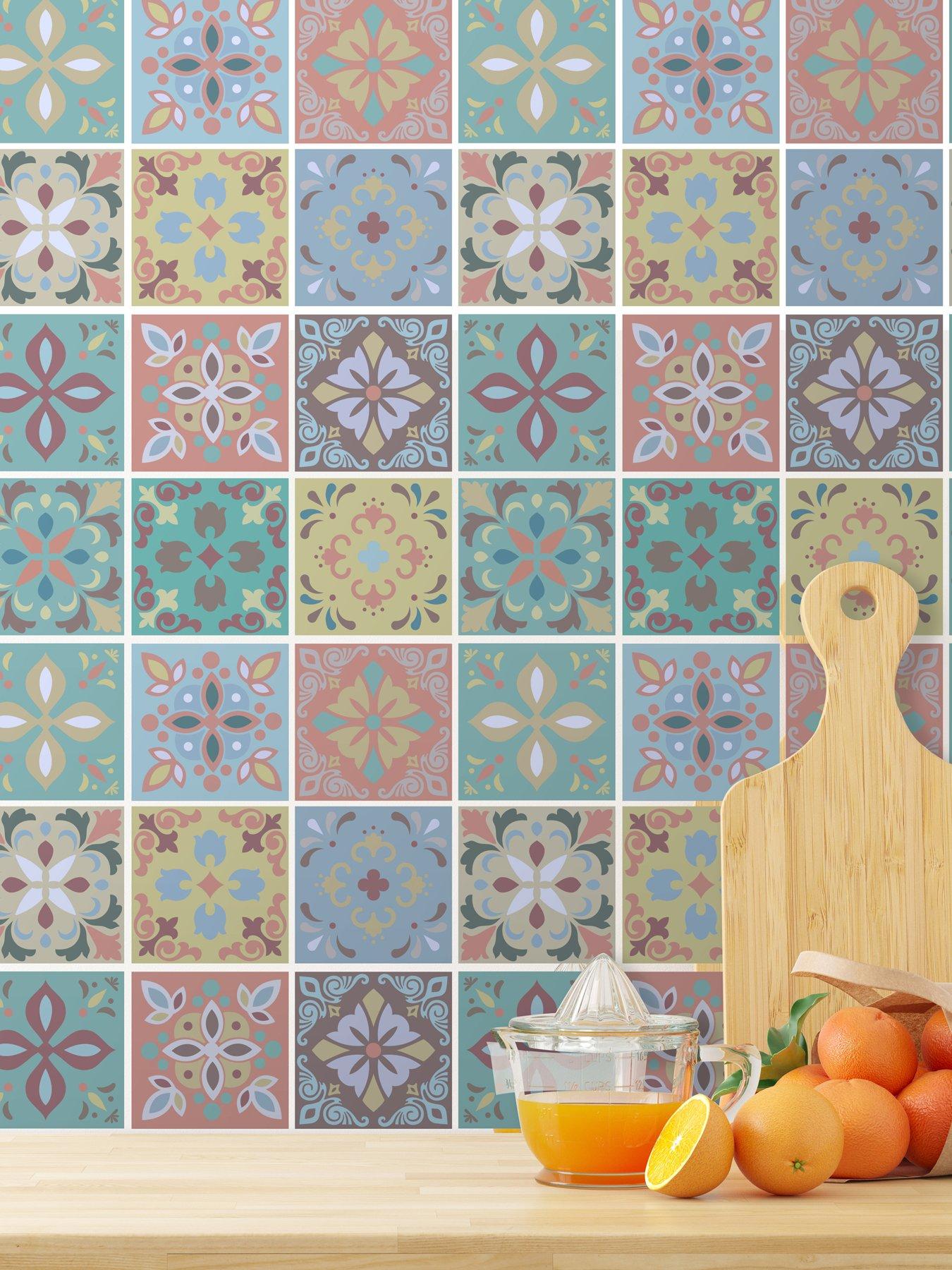Walplus Marbella Colourful Spanish Wall Tile Sticker Set - 15 cm x 15 cm - 24 pcs