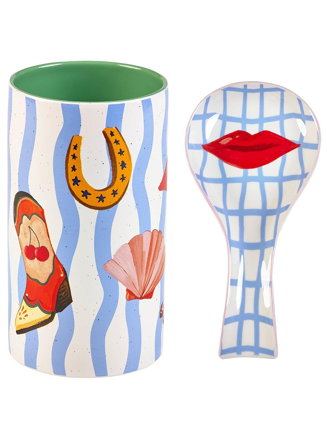 Eleanor Bowmer Electric Coast Utensil Holder  &  Spoon Rest Set