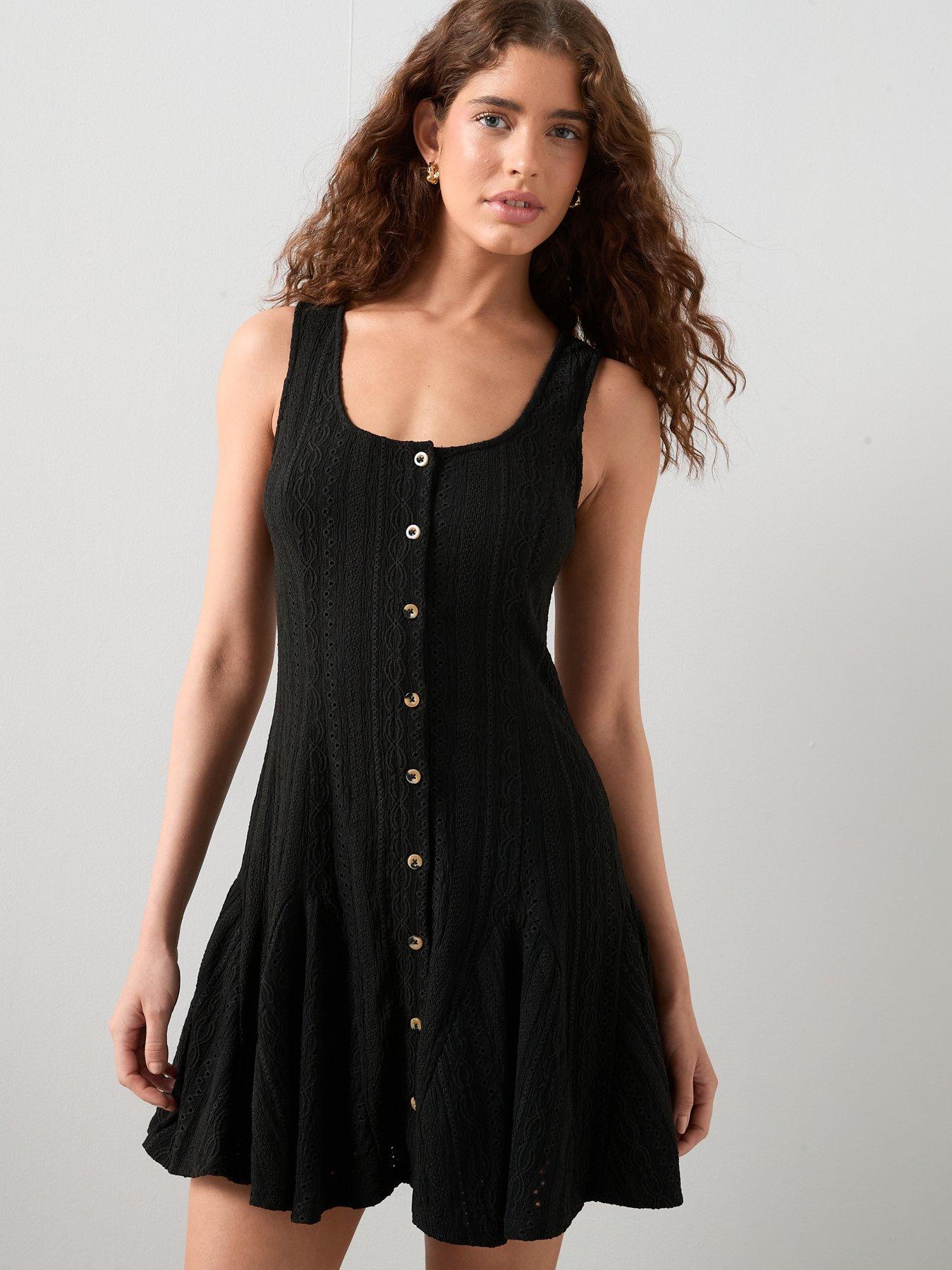 The Very Collection Godet Hem Mini Dress - Black