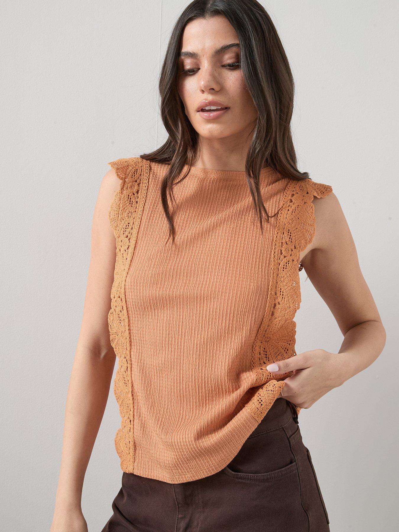 Image 4 of 6 of The Very Collection Crochet Trim Sleeveless Top