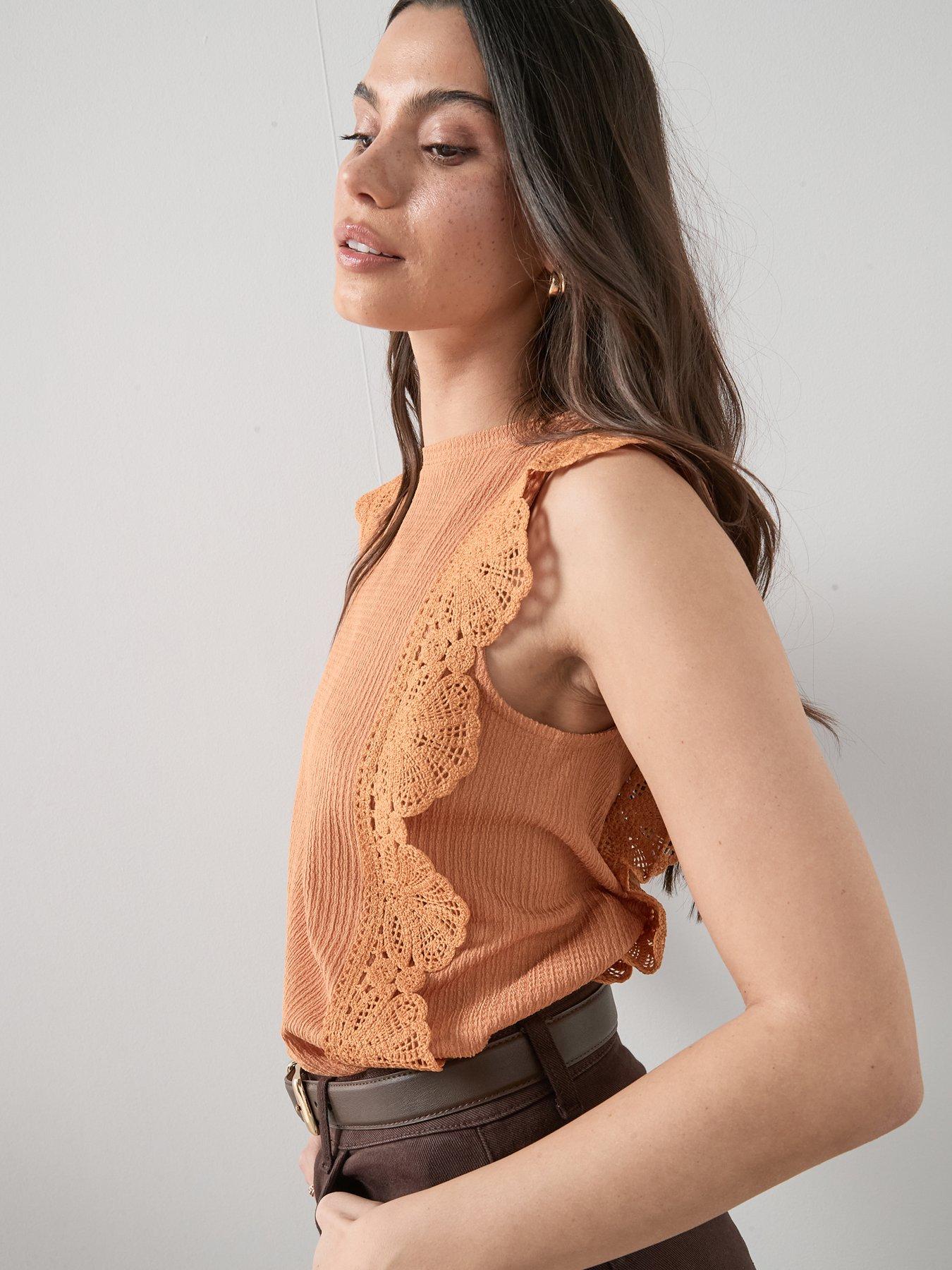 Image 5 of 6 of The Very Collection Crochet Trim Sleeveless Top