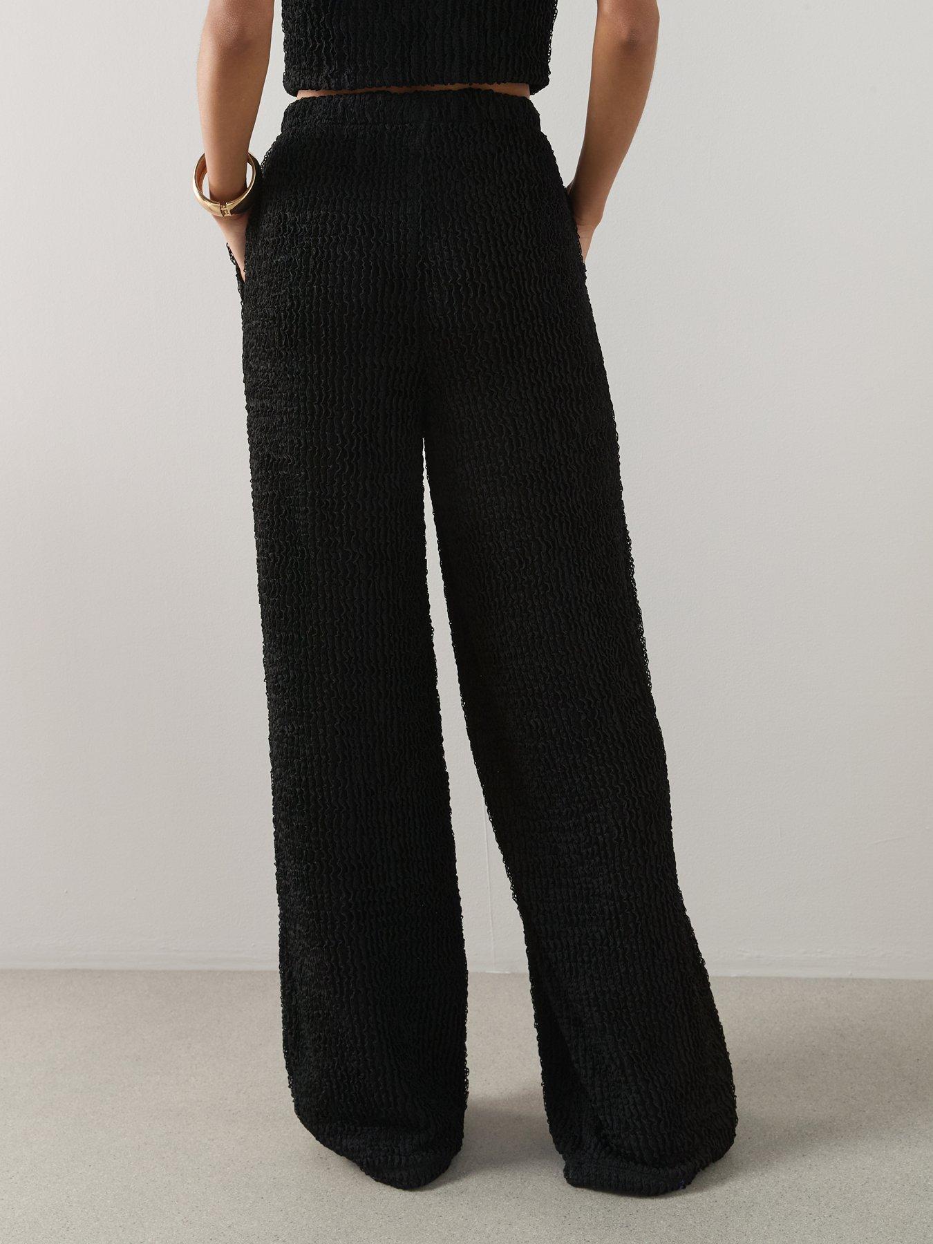 Image 6 of 6 of The Very Collection Textured Wide Leg Co-Ord Trouser - Black