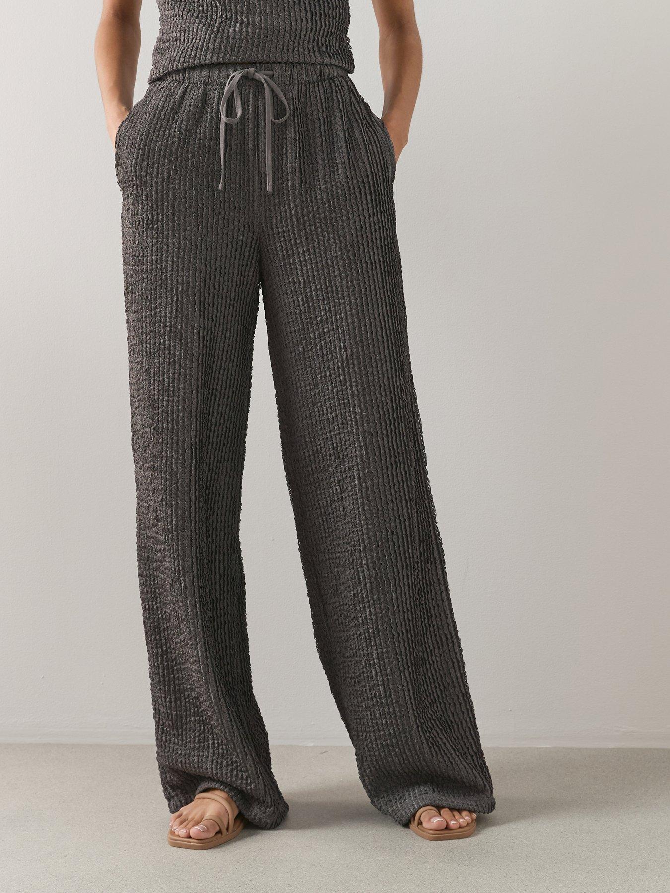 Image 5 of 6 of The Very Collection Textured Wide Leg Co-Ord Trousers - Grey