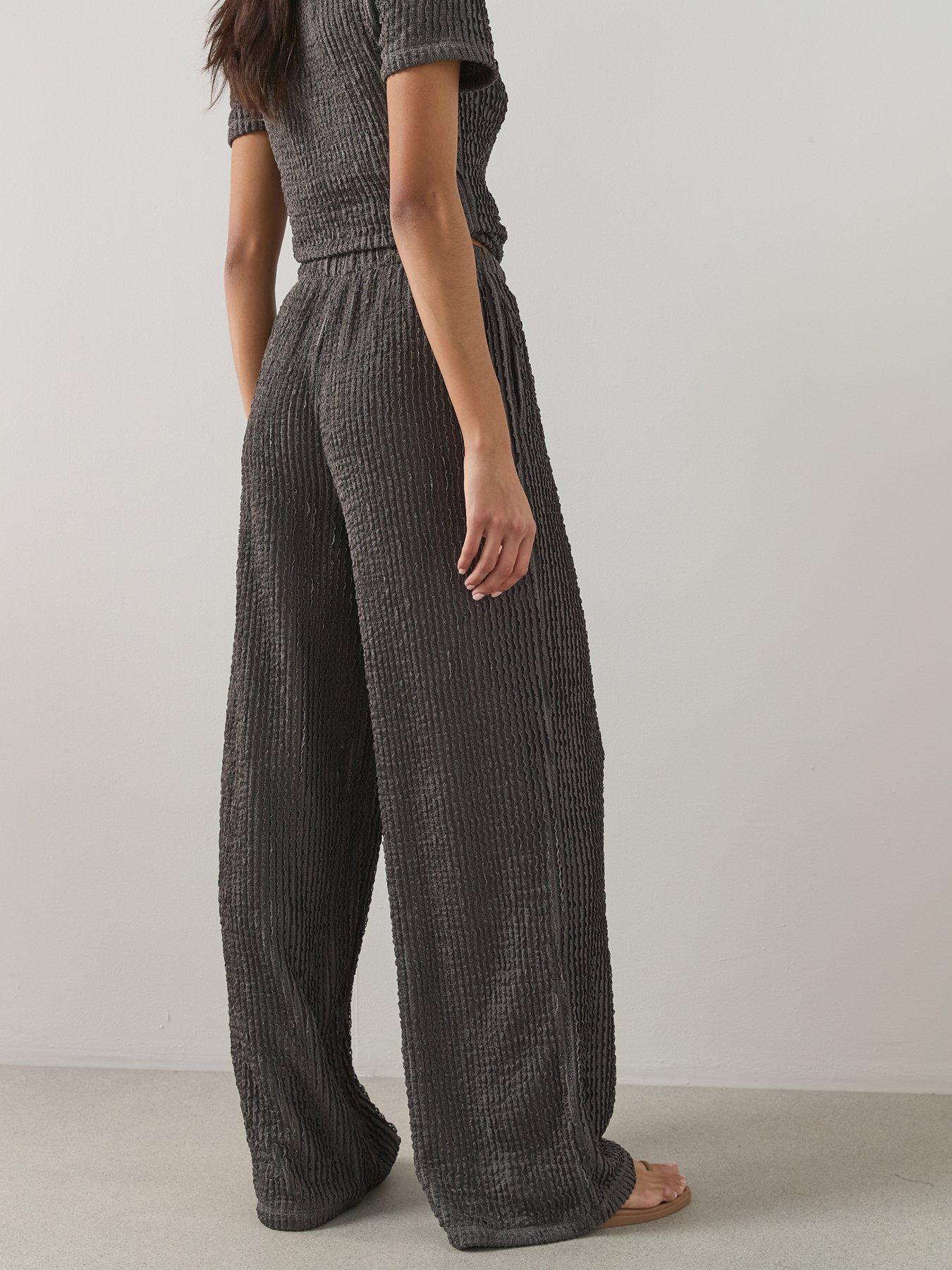 Image 6 of 6 of The Very Collection Textured Wide Leg Co-Ord Trousers - Grey