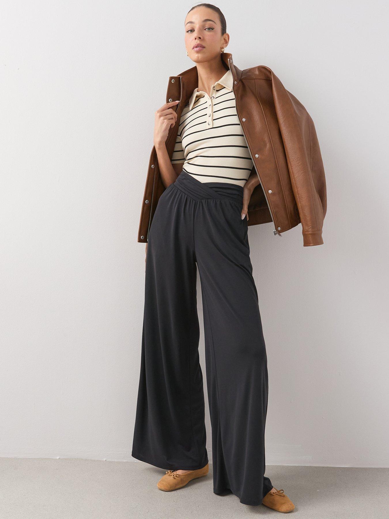 The Very Collection Waist Detail Wide Leg Trousers - Black | Very