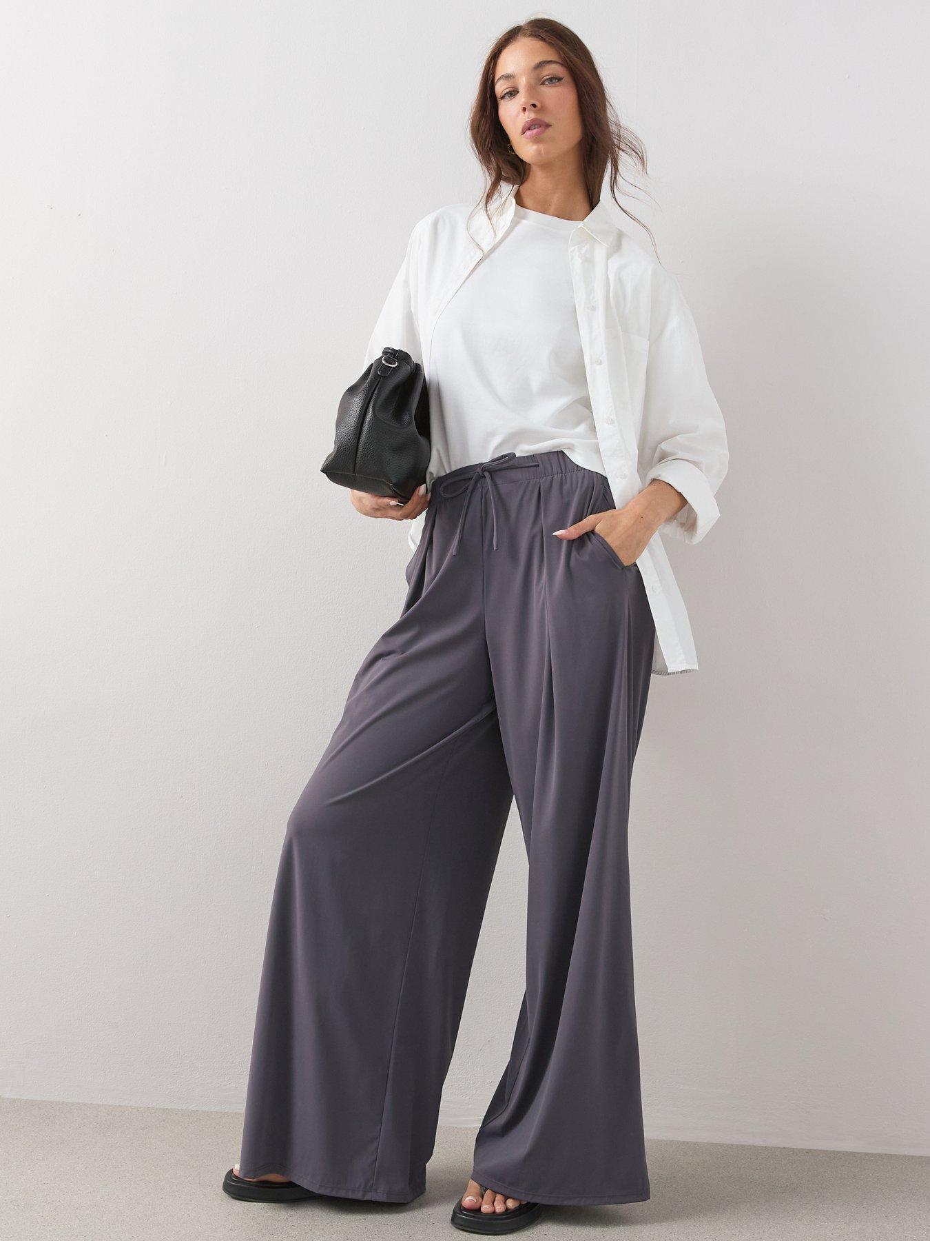 The Very Collection Tie Front Wide Leg Trouser - Grey