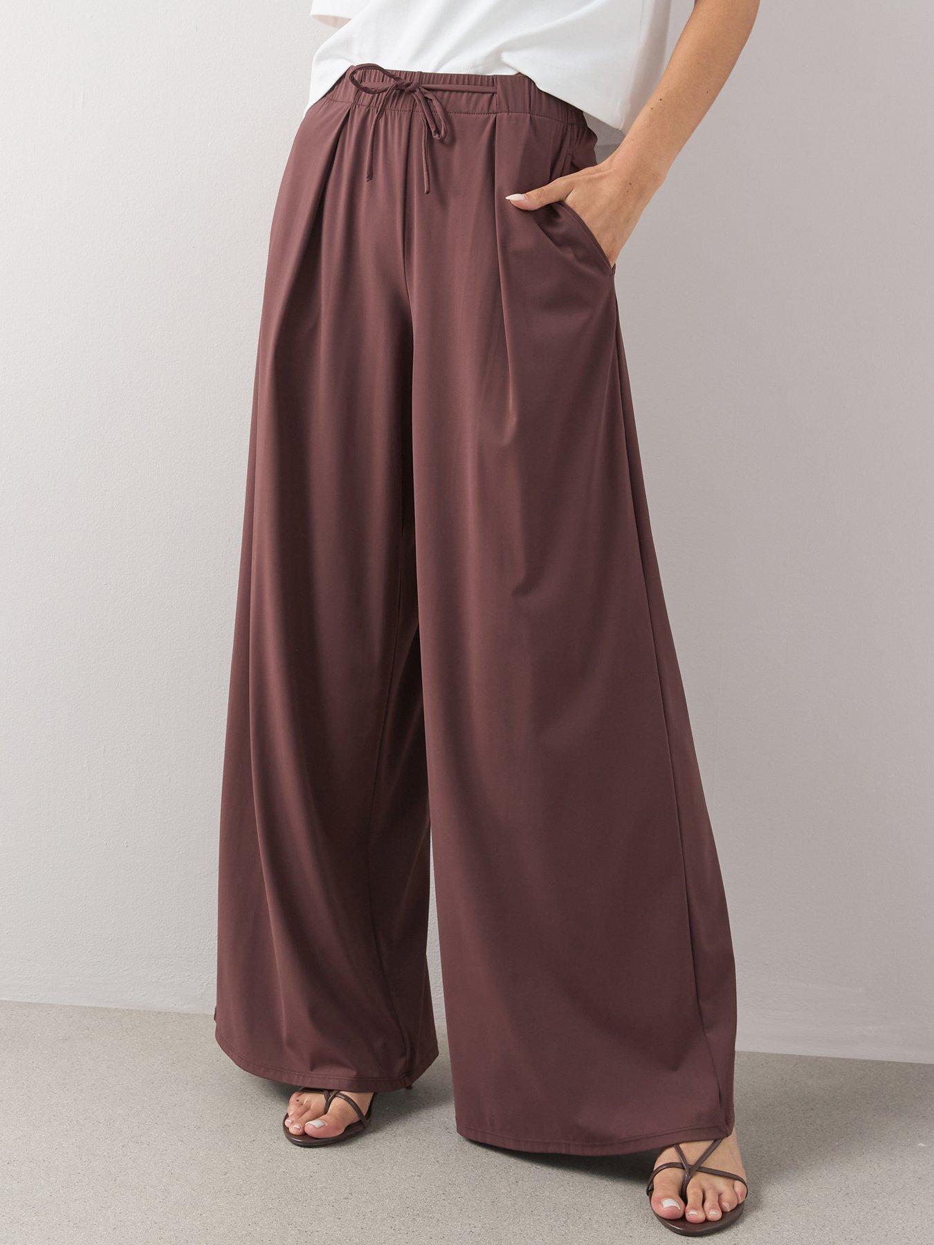 The Very Collection Tie Front Wide Leg Trouser - Brown