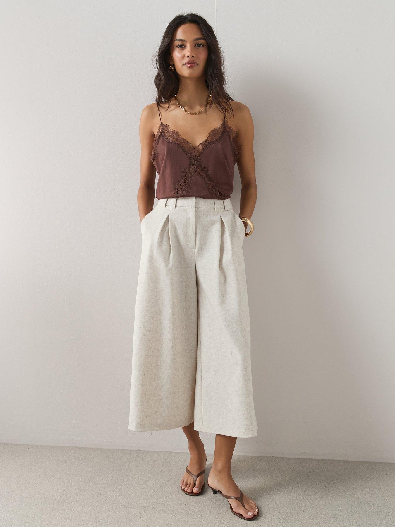 Image 5 of 6 of The Very Collection Delicate Lace Trim Cami - Brown