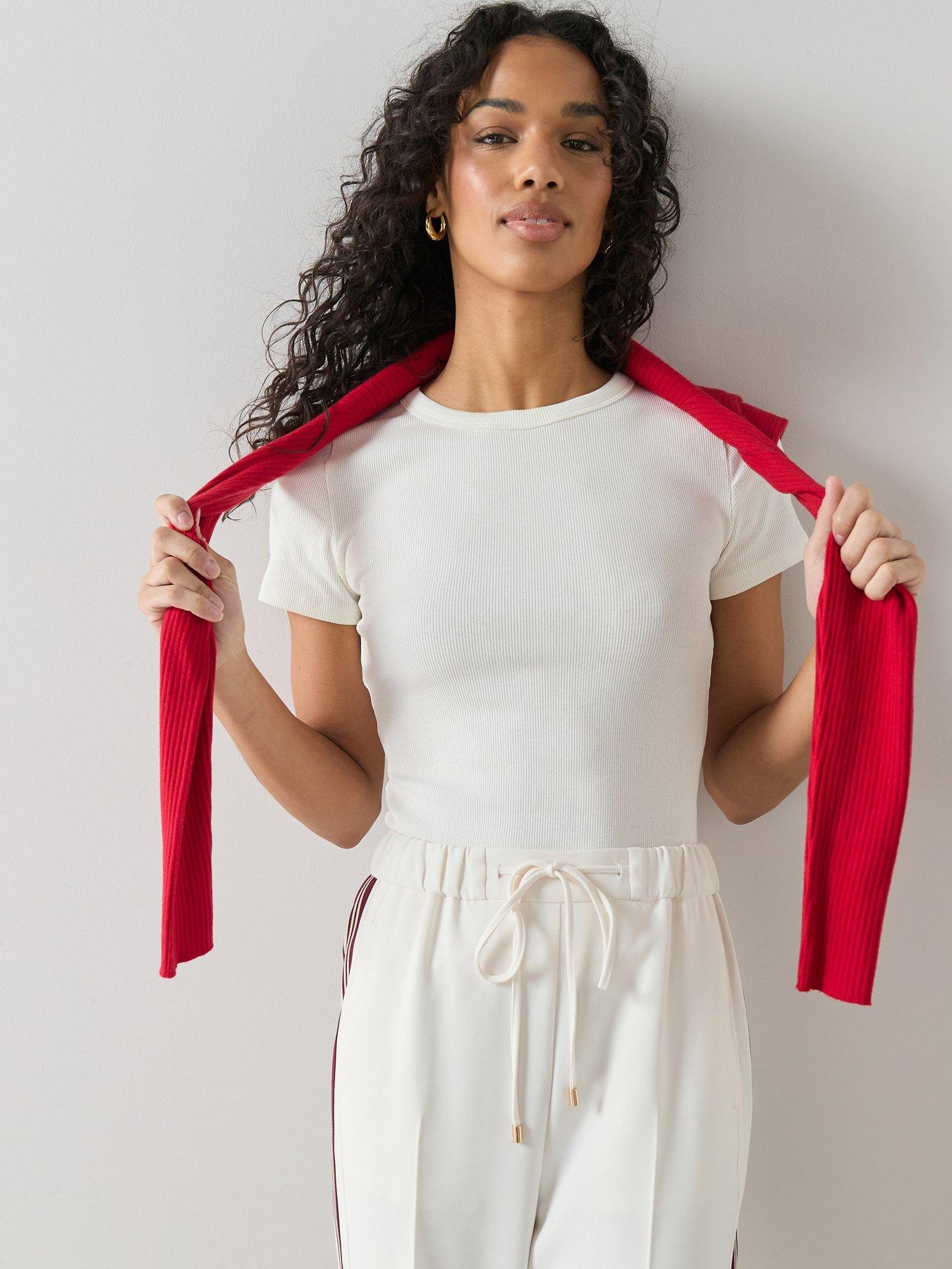 Image 1 of 7 of The Very Collection Stretch Rib T-Shirt - Ivory