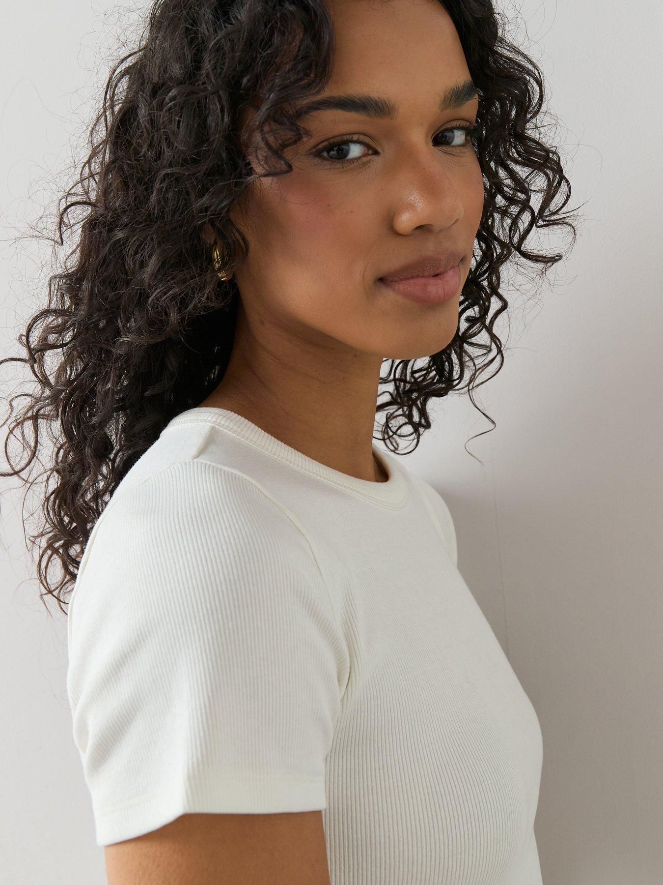 Image 5 of 7 of The Very Collection Stretch Rib T-Shirt - Ivory