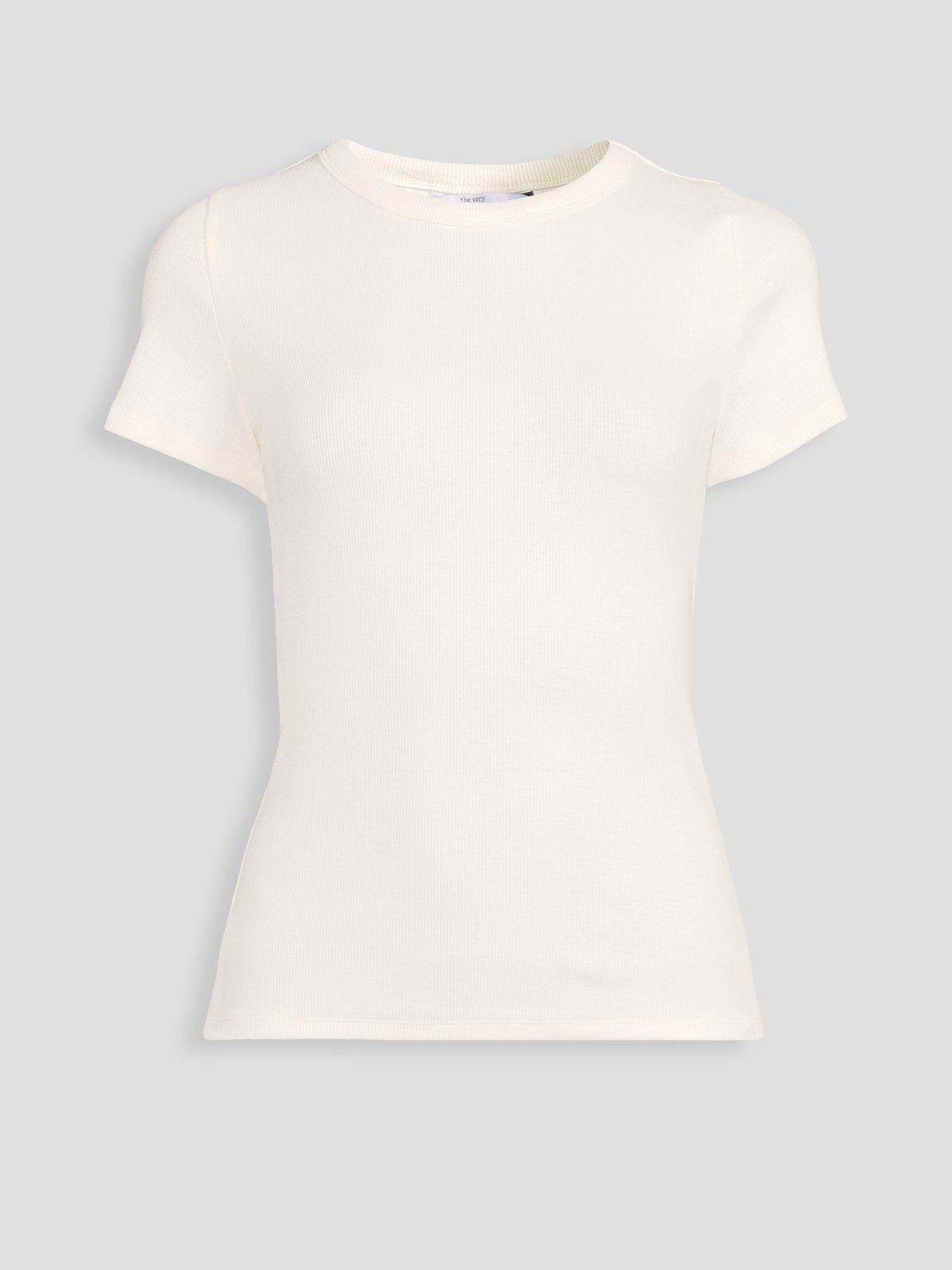 Image 7 of 7 of The Very Collection Stretch Rib T-Shirt - Ivory