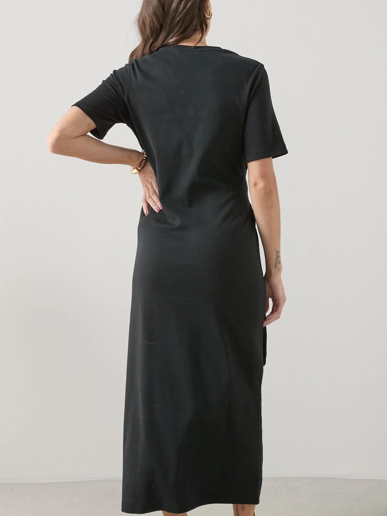 Image 2 of 6 of The Very Collection Tie Waist Midi Dress - Black