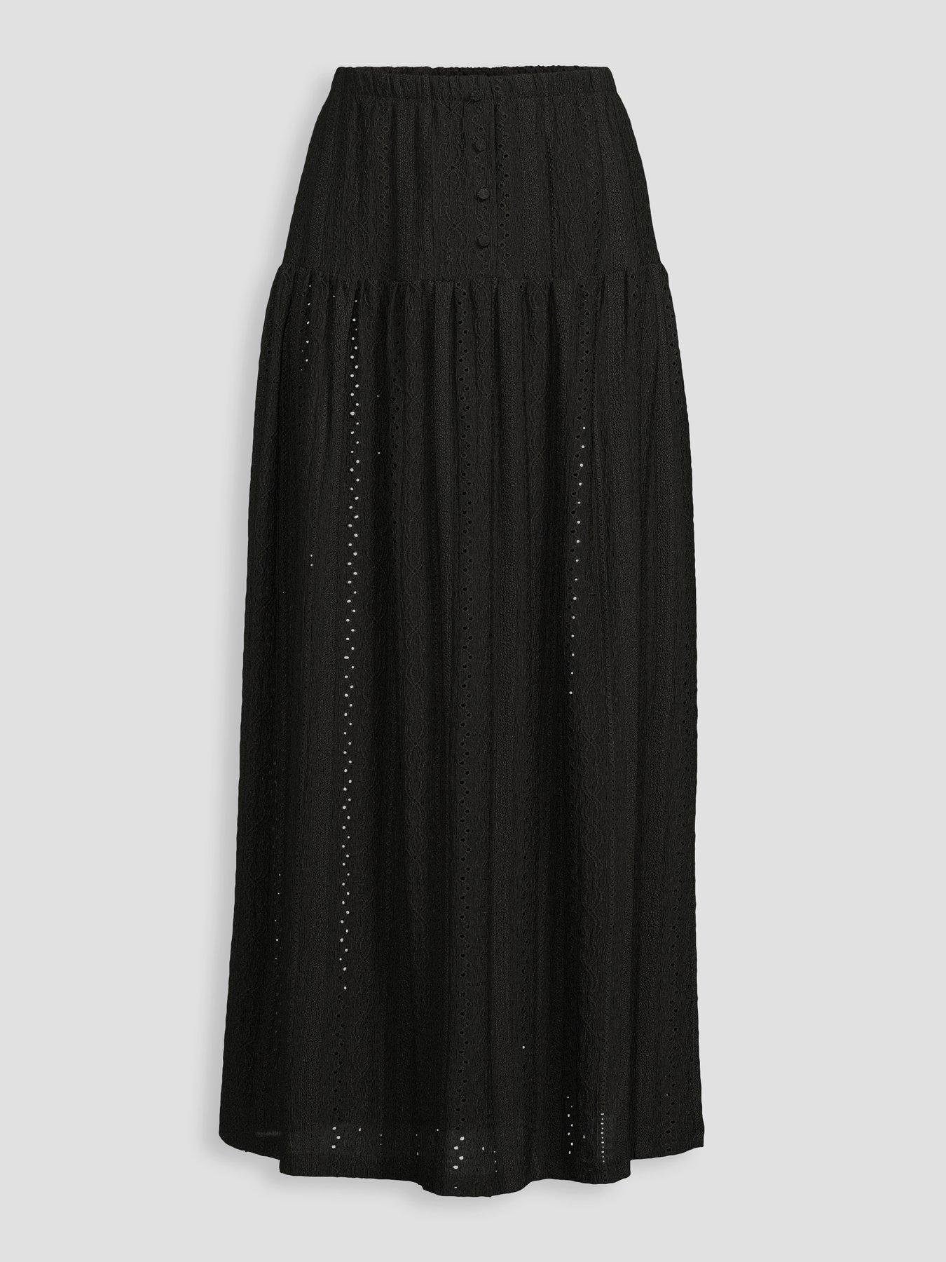 Image 7 of 7 of The Very Collection Button Co-Ord Maxi Skirt - Black