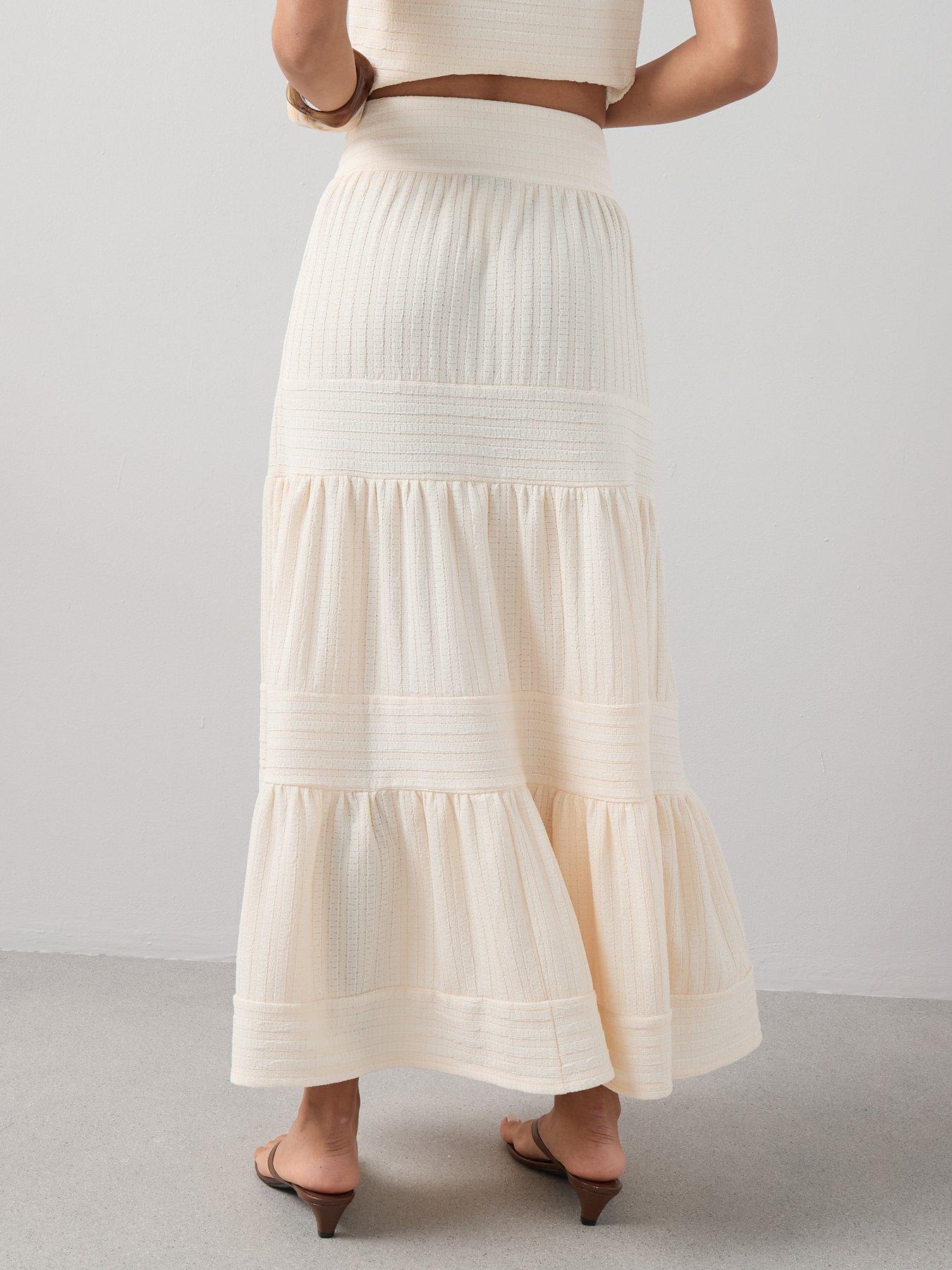 Image 2 of 7 of The Very Collection Textured Tiered Co-Ord Maxi Skirt - Cream
